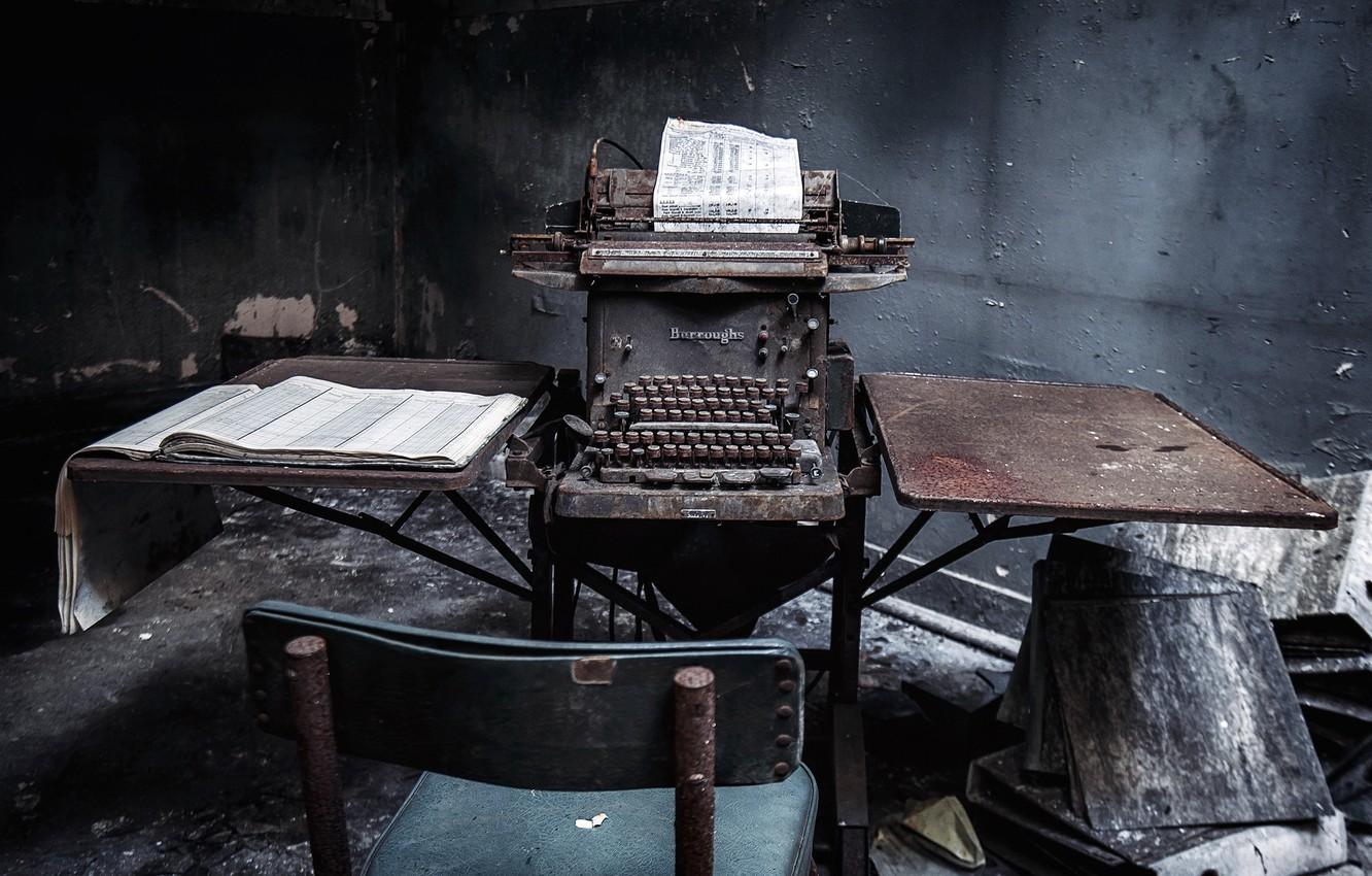 1332x850 Wallpaper Dark, Abandoned, Typewriter Image For Desktop, Section Hi Tech