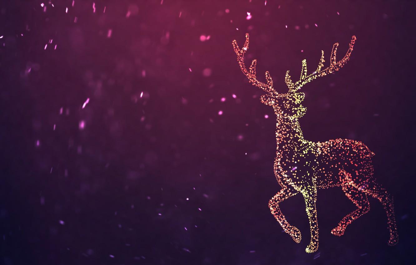 1332x850 Wallpaper Winter, Minimalism, Snow, Deer, Snowflakes, Background image for desktop, section минимализм