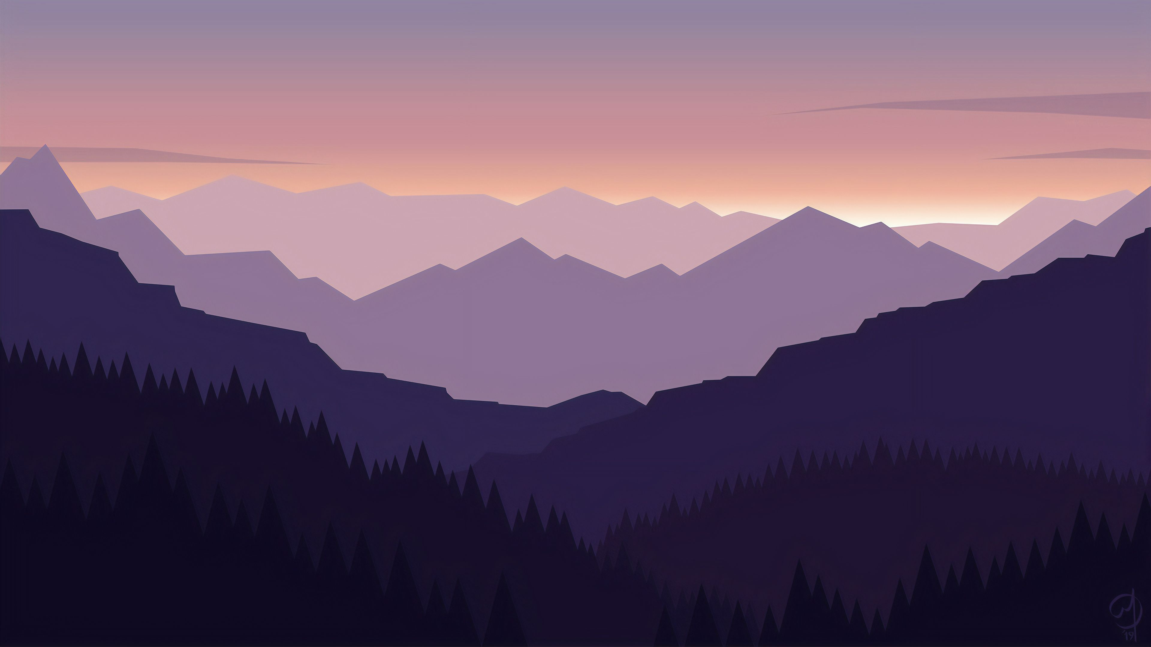 Sunset Minimalist Scenery Wallpaper 4K #7880g