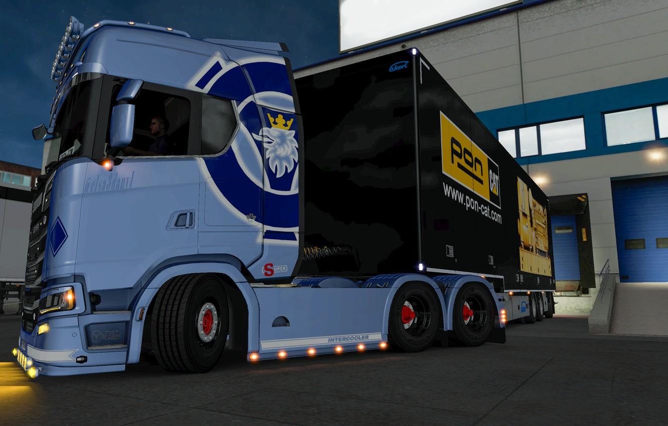 1332x850 Wallpaper Power, Truck, Low, Scania, Trailer, Highline, 6x CAT, SUPER, EuroTruckSimulator, Elsa3Dany ERTY, ETS, S U P E R, ERTY FTW, EuroTruckSimulator2 Image For Desktop, Section игры