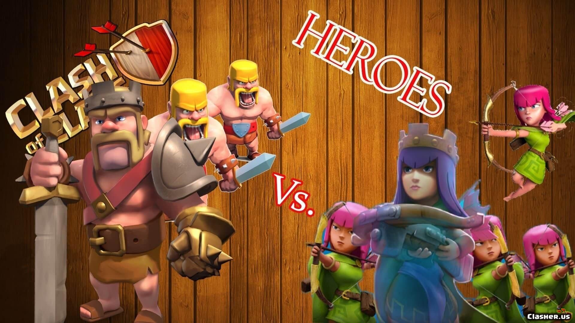 1920x1080 heroes, archer queen, barbarian king of Clans Wallpaper