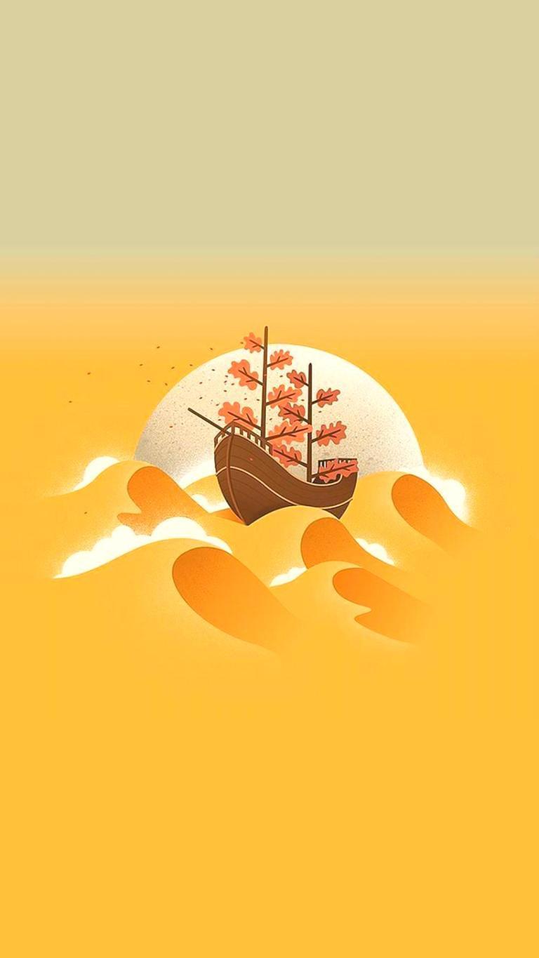 768x1365 Illustration Ship Minimal Art Xiaomi Mi Note 10 HD Wallpaper