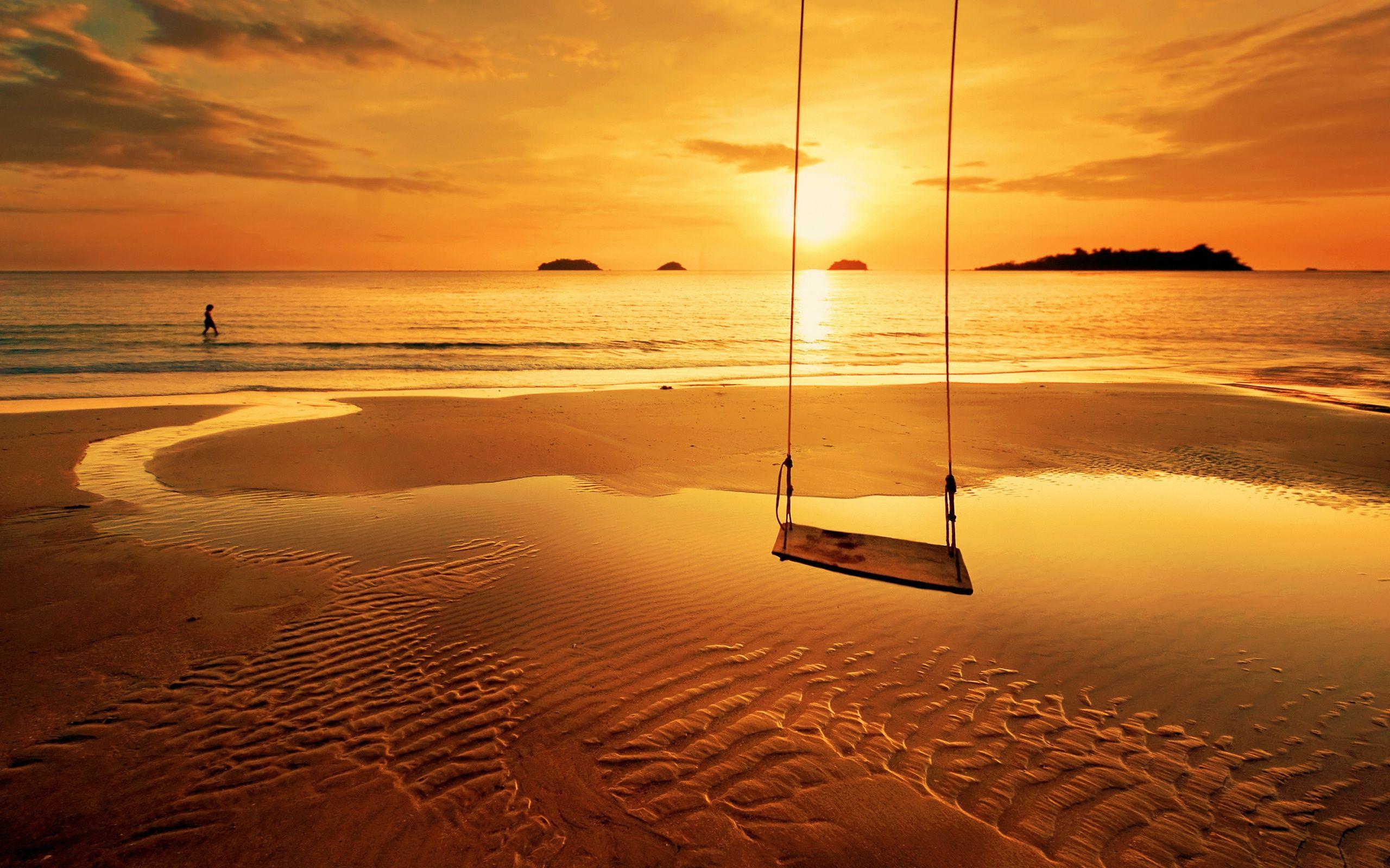 2560x1600 Sunset Swing Wallpaper