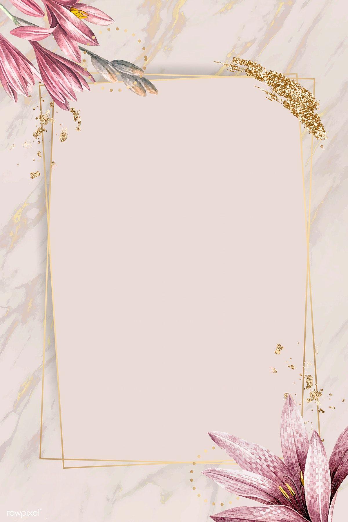 1200x1800 Download premium vector of Pink amaryllis pattern with gold frame vector. Gold wallpaper background, Pink background, Pink amaryllis