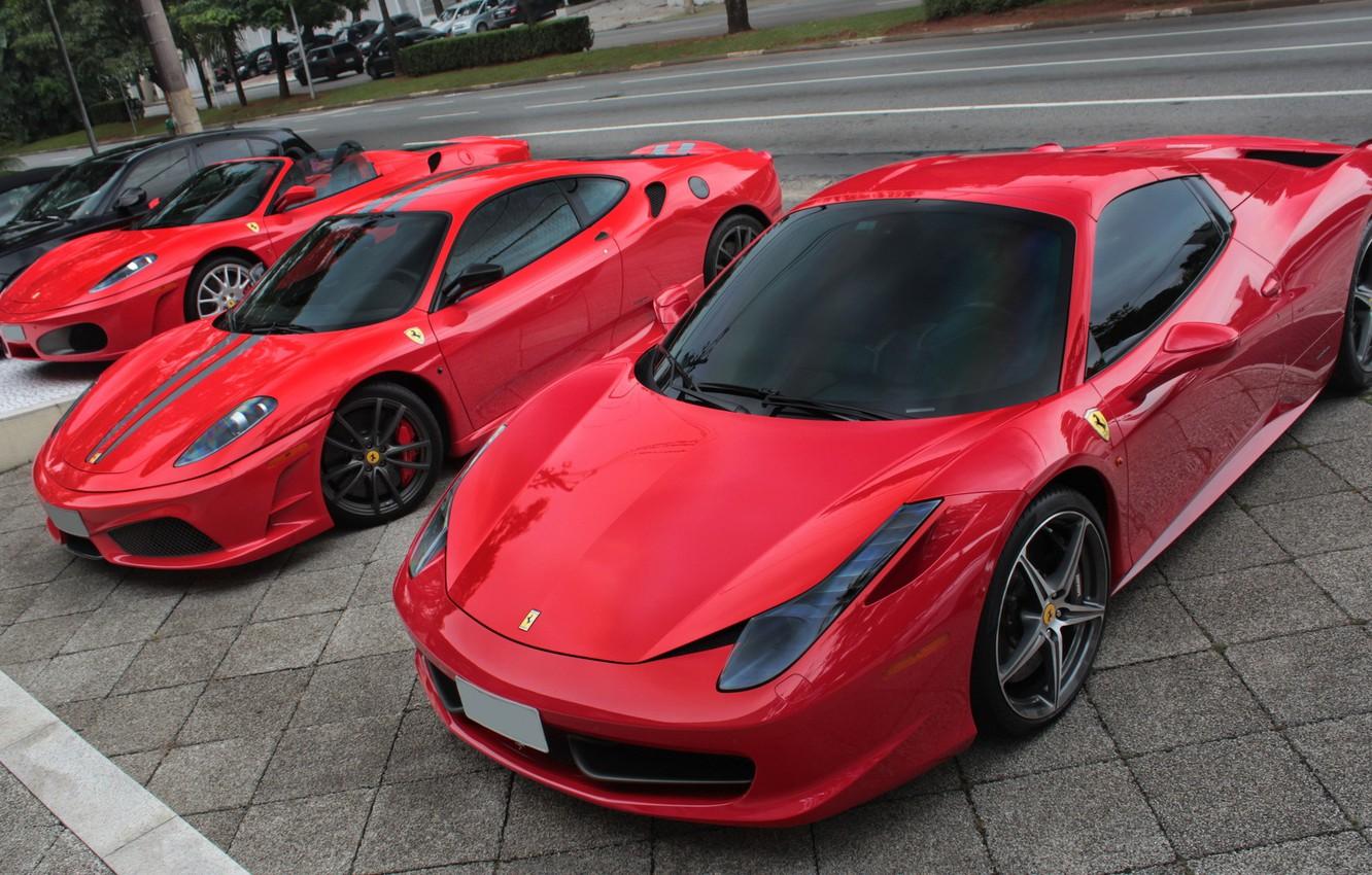 1332x850 Wallpaper Ferrari, Red, Supercars, 458 Spider, 430 Scuderia, F430 Spider image for desktop, section ferrari