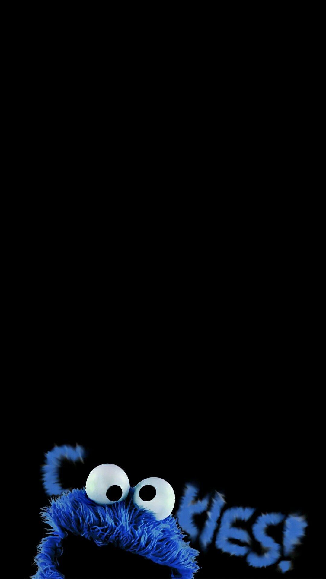 1080x1920 Cookie Monster Black Background HD Wallpaper