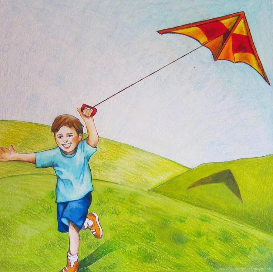 900x898 Kite Flying Fun Cartoon HD Wallpaper Free HD Wallpaper Desktop Background
