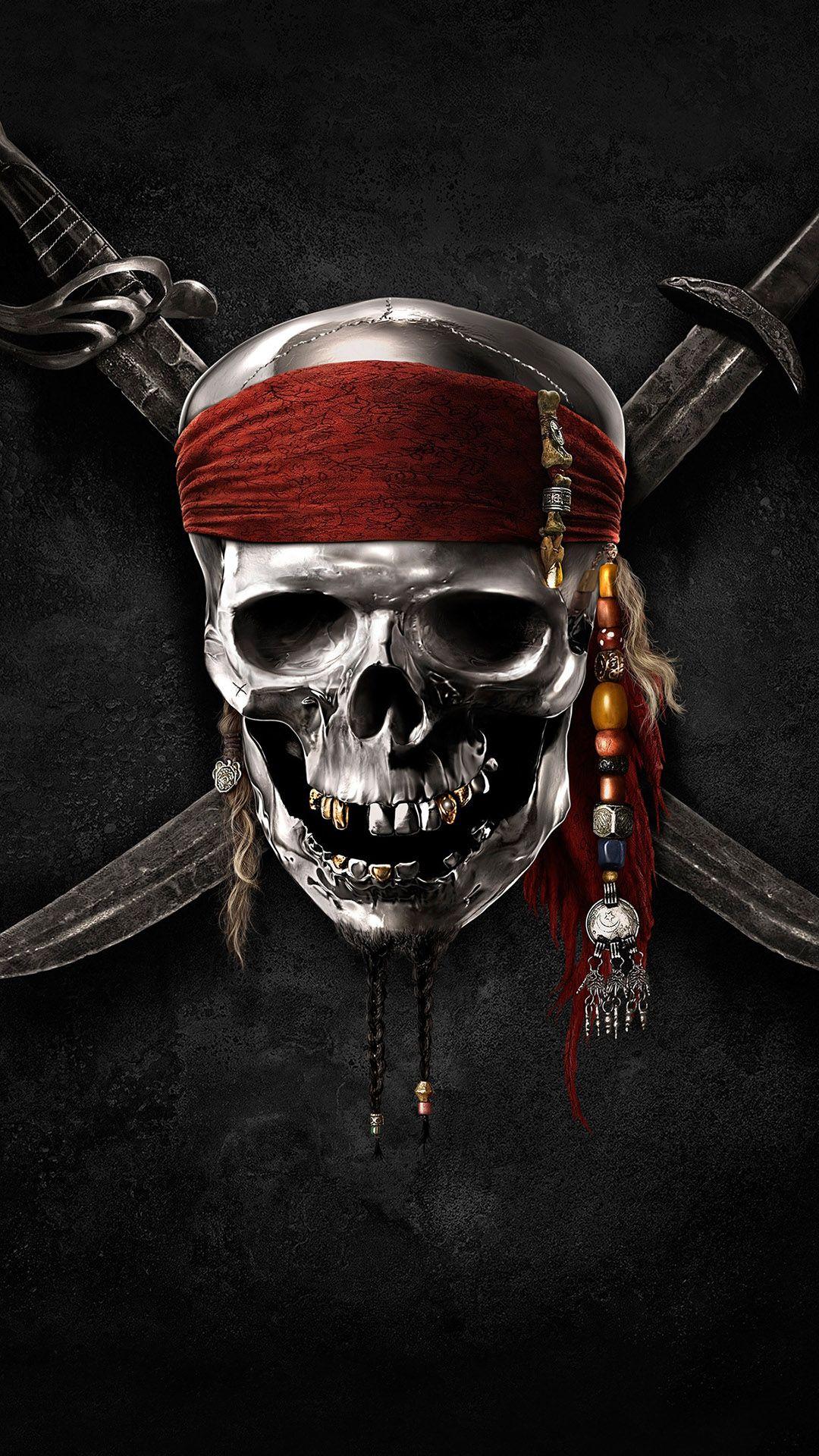 1080x1920 HD Background Pirates Logo Pirates of the Caribbean Skull Knife