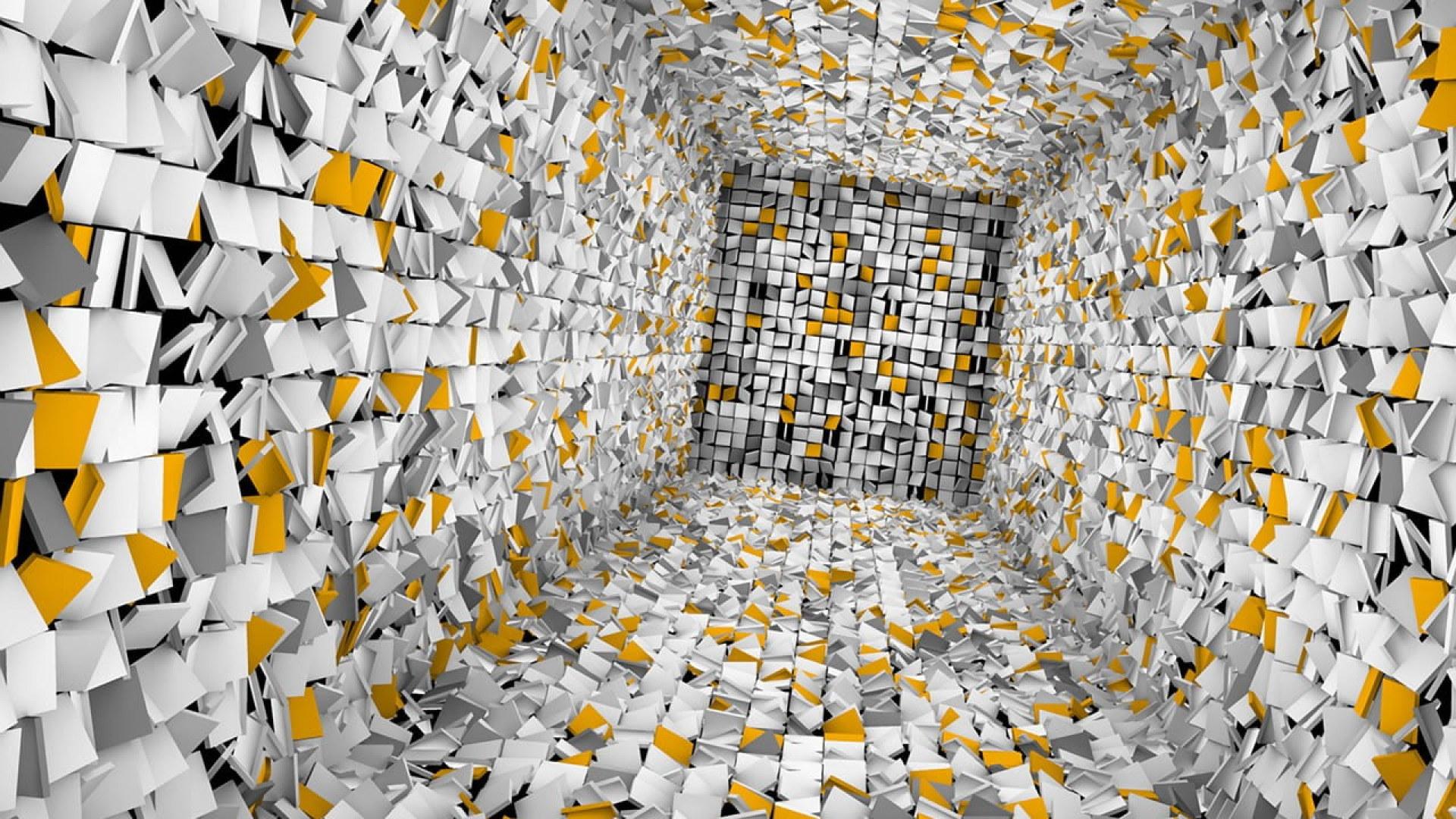 1920x1080 White and yellow optical illusion, 3D, artwork, render, digital art wallpaper • Wallpaper For You HD Wallpaper For Desktop & Mobile