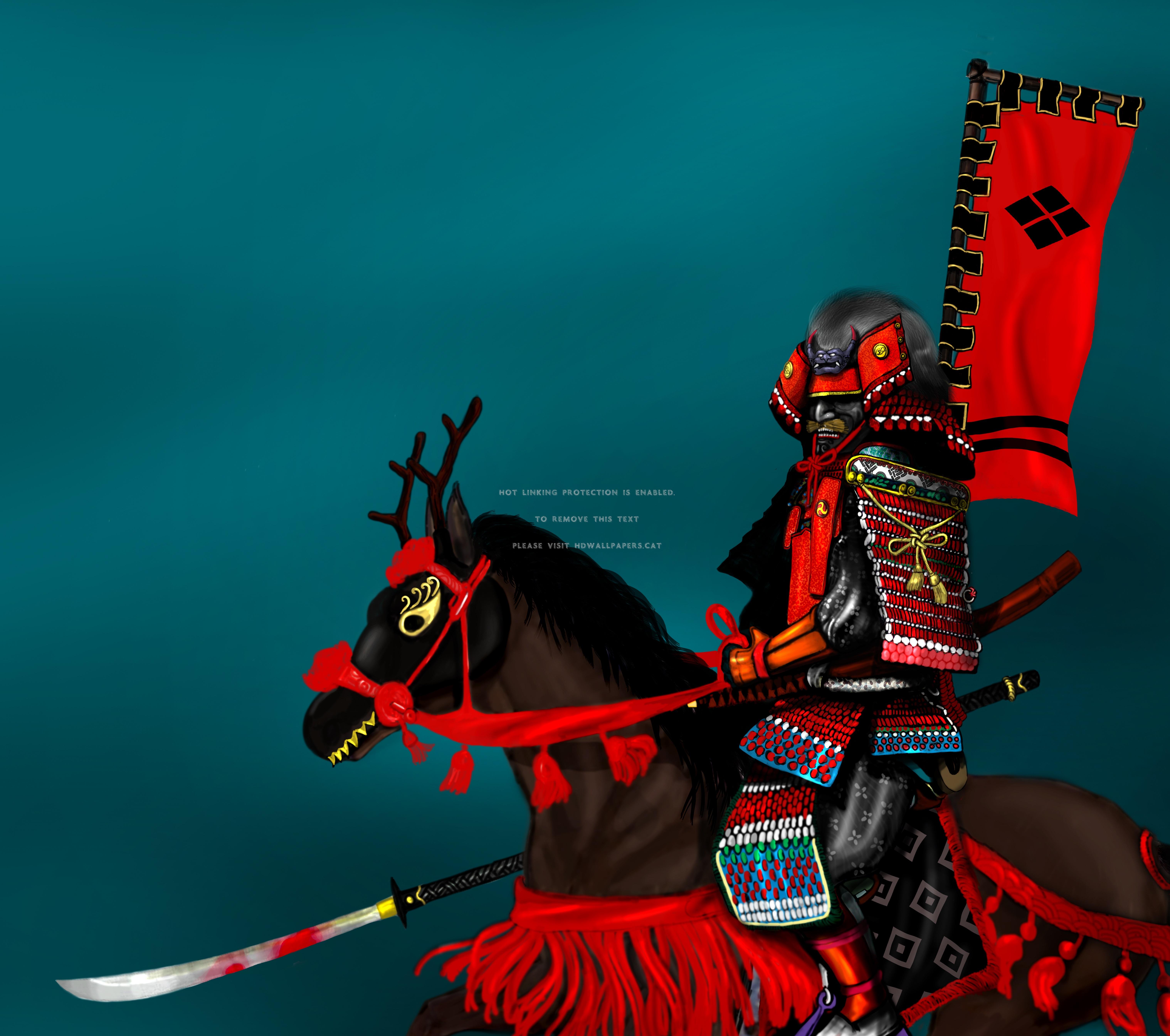 6072x5376 with kabuto naginata japan samurai anime