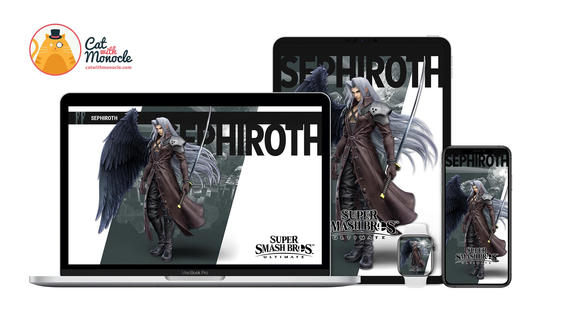 1920x1080 Super Smash Bros Ultimate Sephiroth Costume 4 Wallpaper. Cat with Monocle