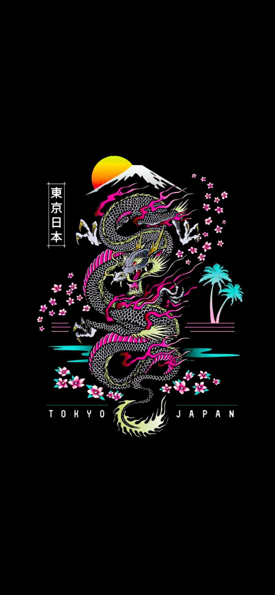1080x2340 Tokyo Japan Dragon Wallpaper For Tech