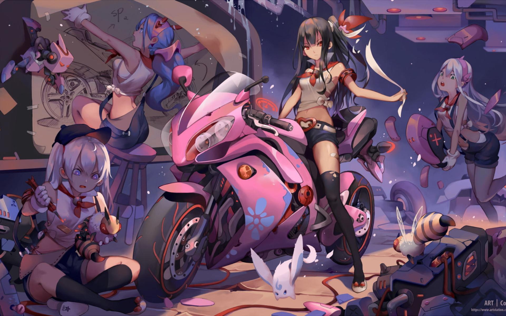 1920x1200 Anime Biker Girl Wallpaper