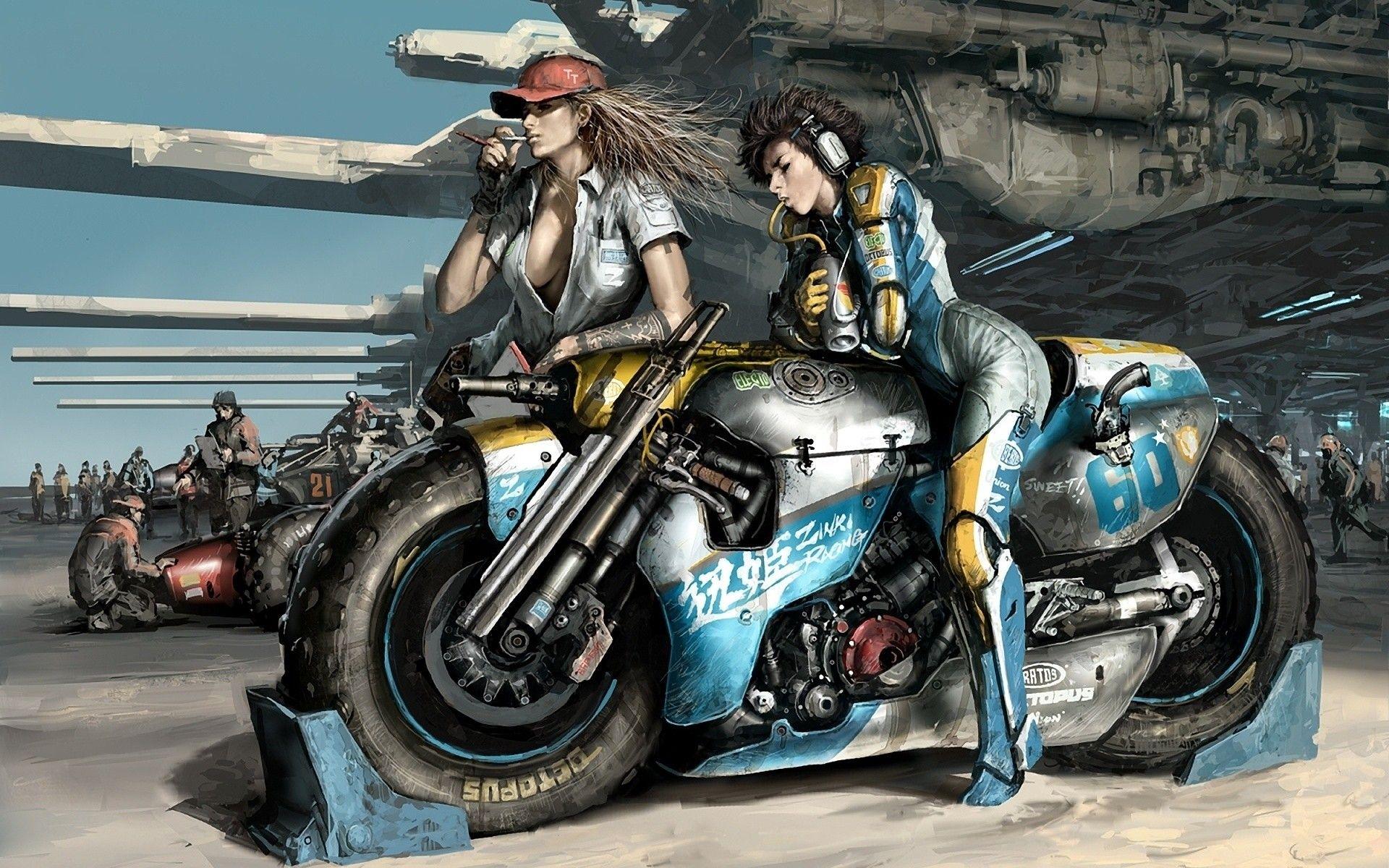 1920x1200 Biker Girl Wallpaper