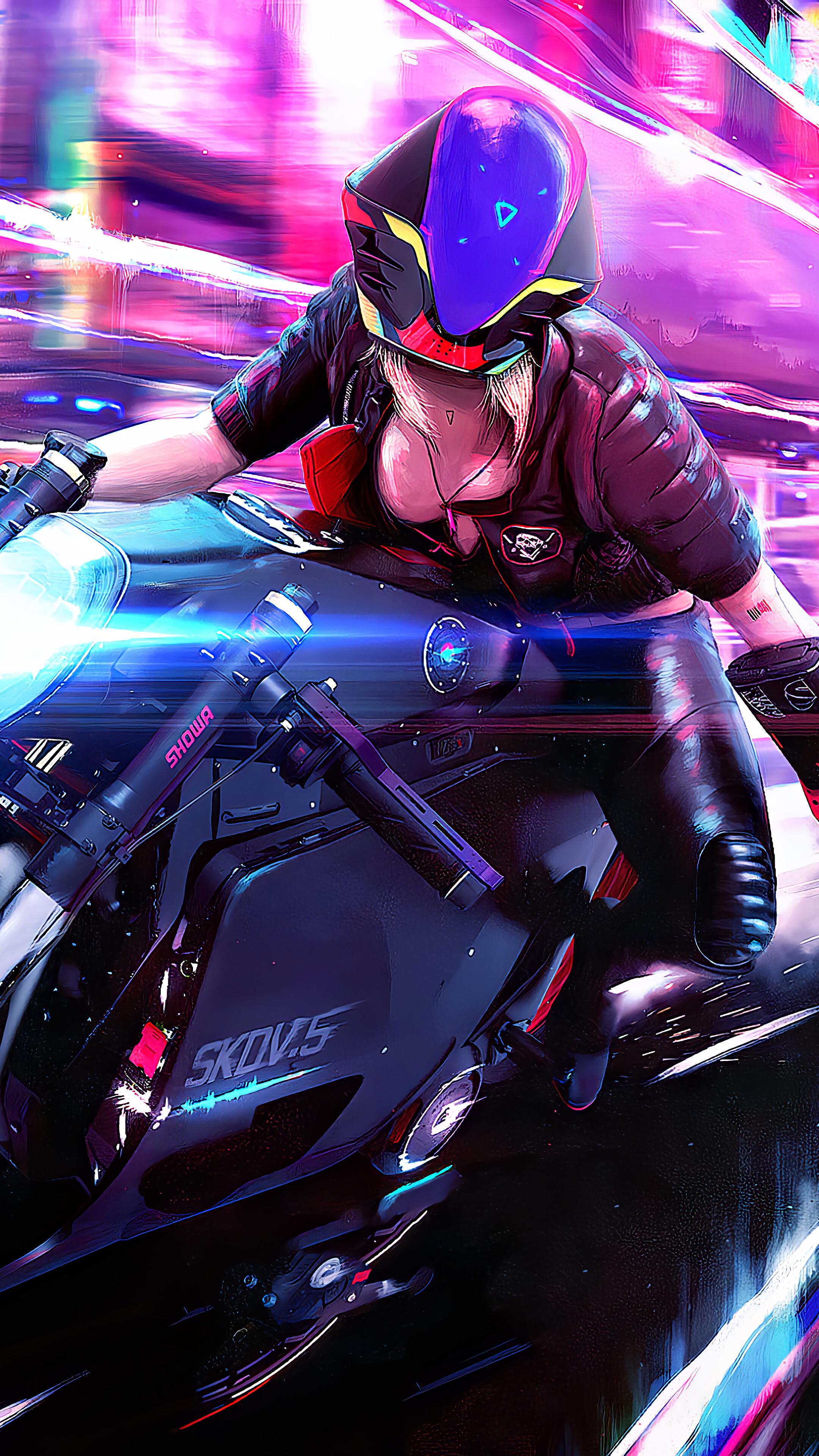 2160x3840 Cyberpunk, Biker, Girl, Morcycle, 4K phone HD Wallpaper, Image, Background, Photo and Picture. Mocah HD Wallpaper