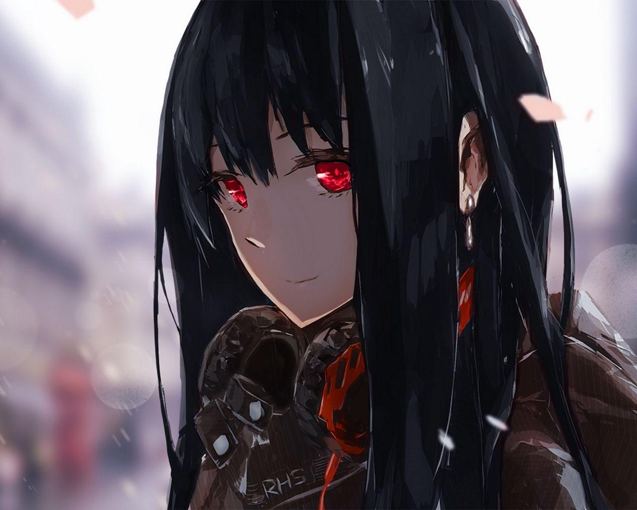 Download Anime Girl with Black Hair Wallpaper