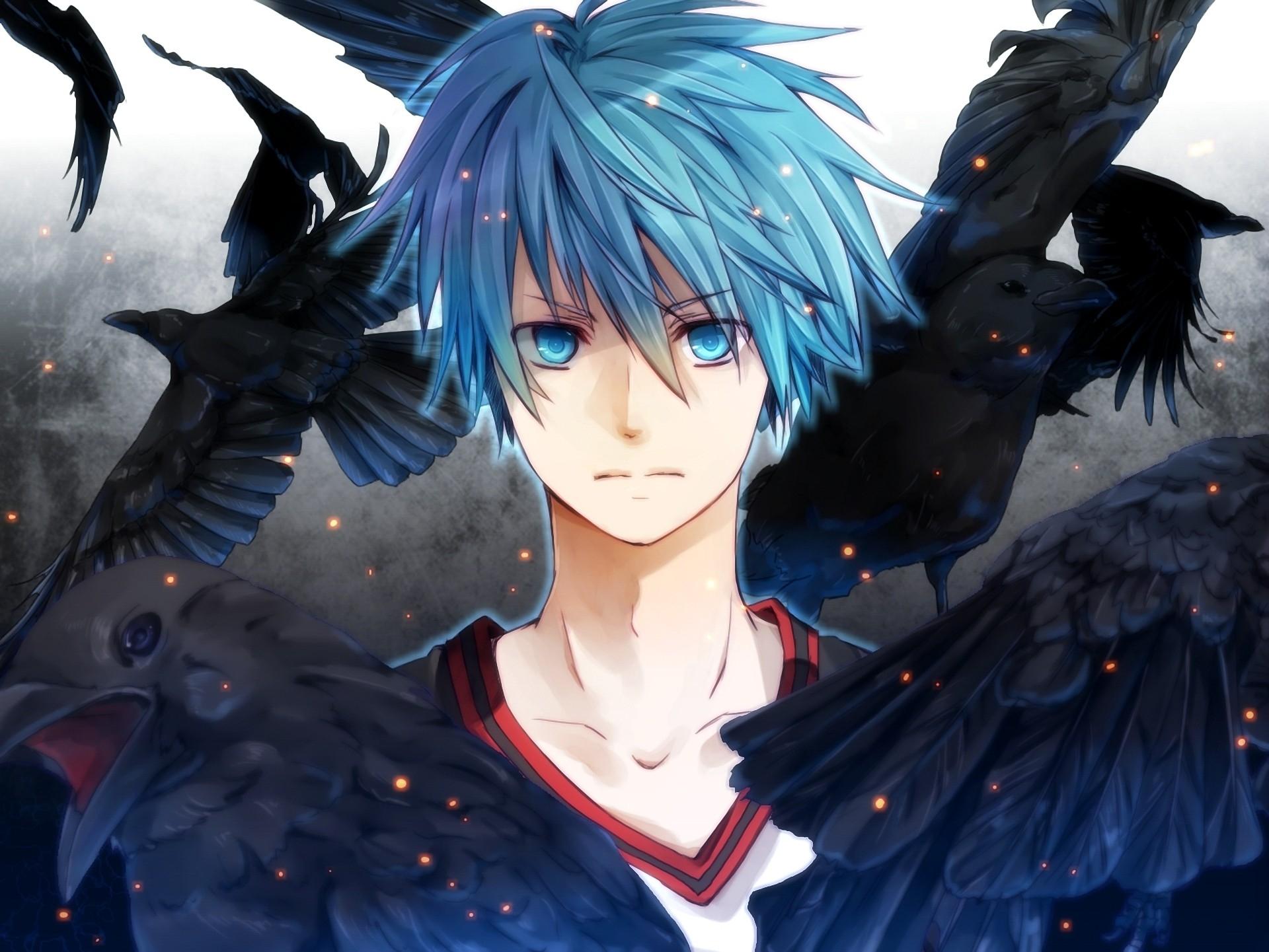 Anime boy with blue hair digital art - wide 7