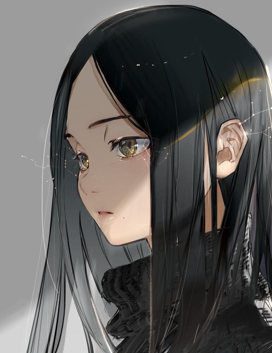950x1234 Anime Girl Black Hair iPhone Wallpaper