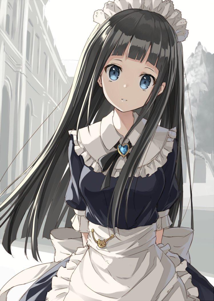 748x1054 Anime Girl Maid Black Hair