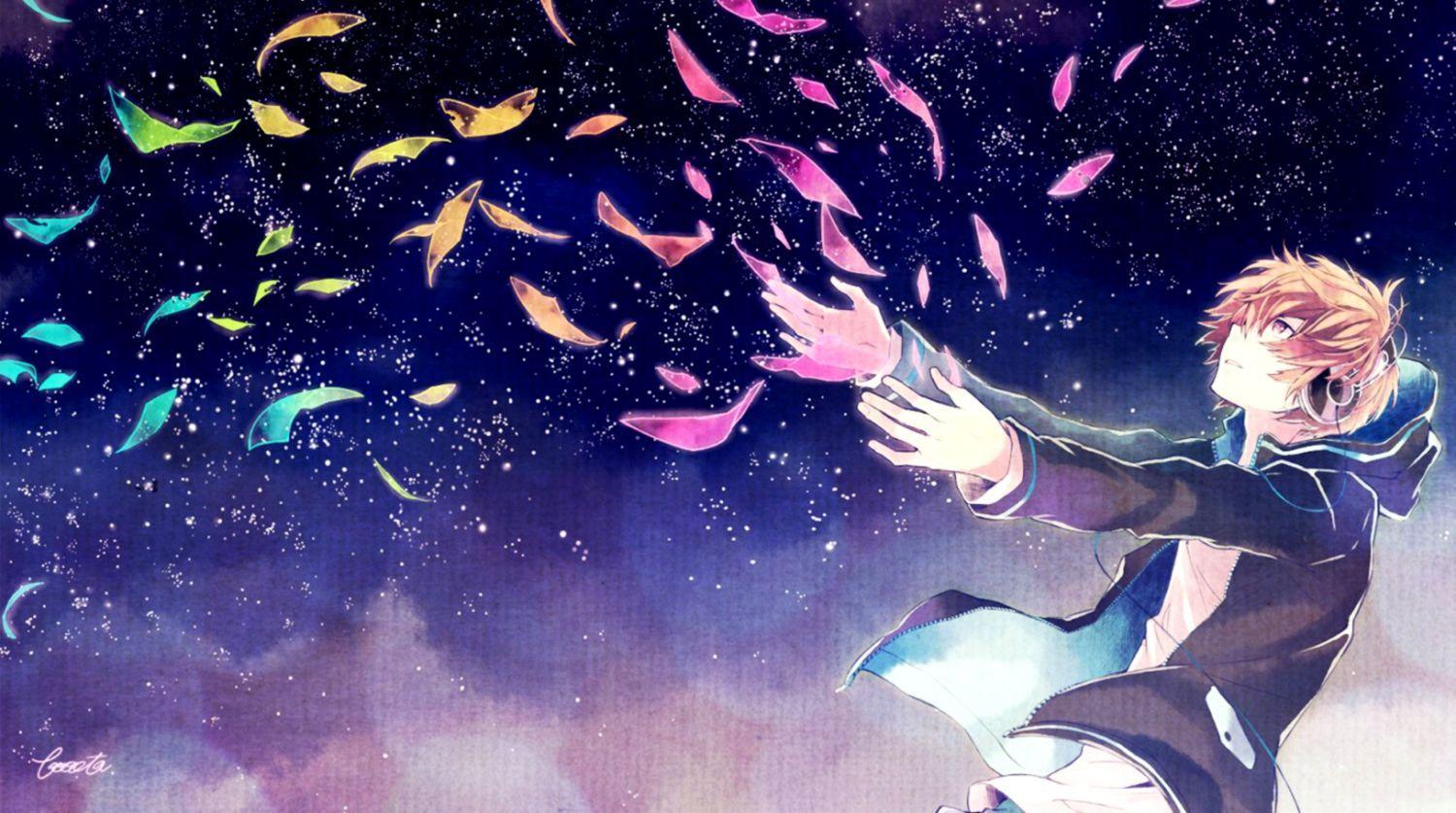 1500x837 Anime Boy Blue Desktop Wallpaper
