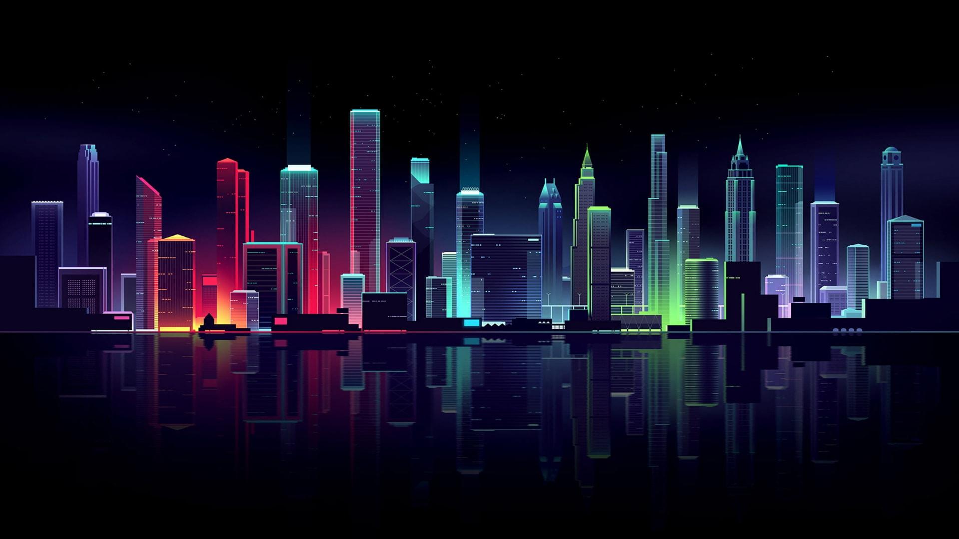 1920x1080 Digital City Wallpaper Free HD Wallpaper
