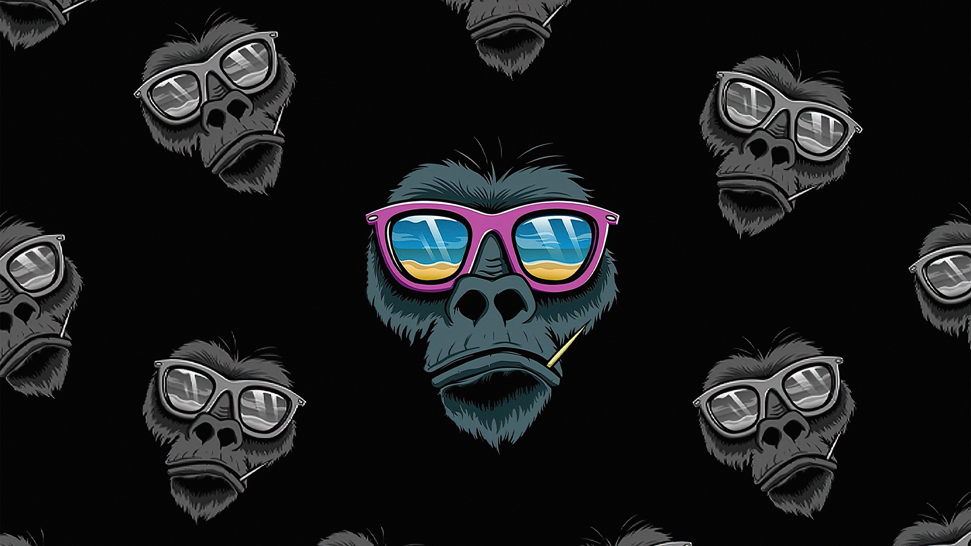3840x2160 Cool Monkey Dark Minimal 4k, HD Artist, 4k Wallpaper, Image, Background, Photo and Picture
