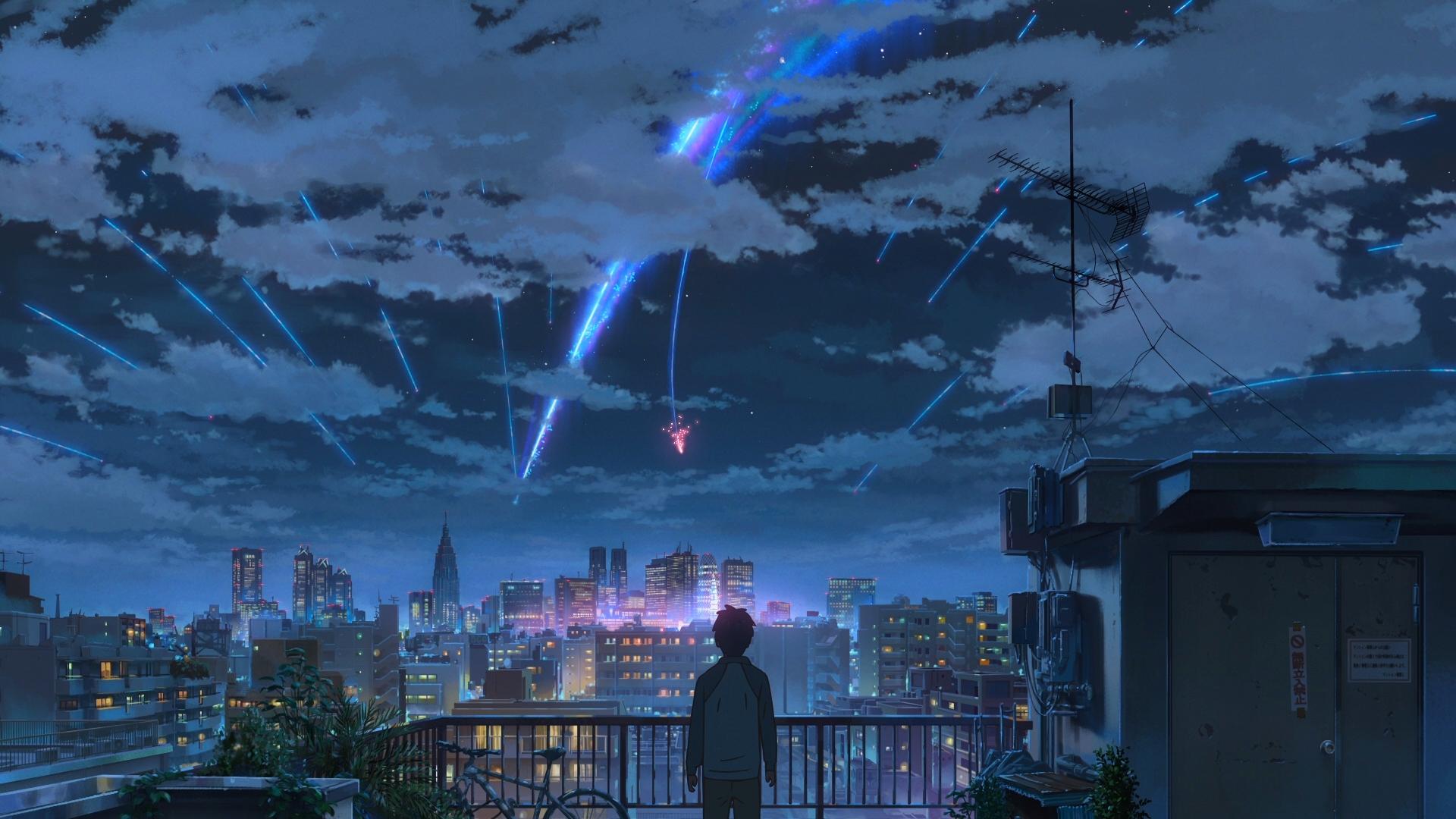 1920x1080 #Makoto Shinkai, #Kimi no Na Wa, #starry night, #comet wallpaper. Mocah HD Wallpaper