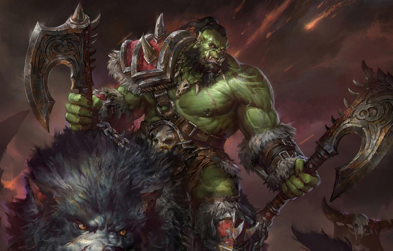 1332x850 Wallpaper WoW, Orc, world of warcraft, MMORPG, Blizzard Entertainment, orc, Grommash Hellscream, jeremy chong image for desktop, section игры
