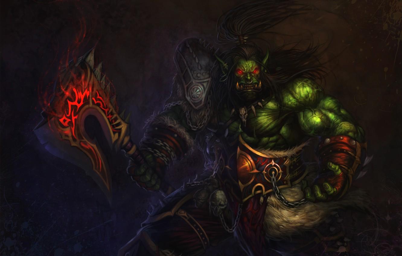 1332x850 Wallpaper Warrior, WoW, Orc, World of warcraft, WWII, ork, Horde, Grom Hellscream, Horde, Grommash, Grom Hellscream image for desktop, section игры