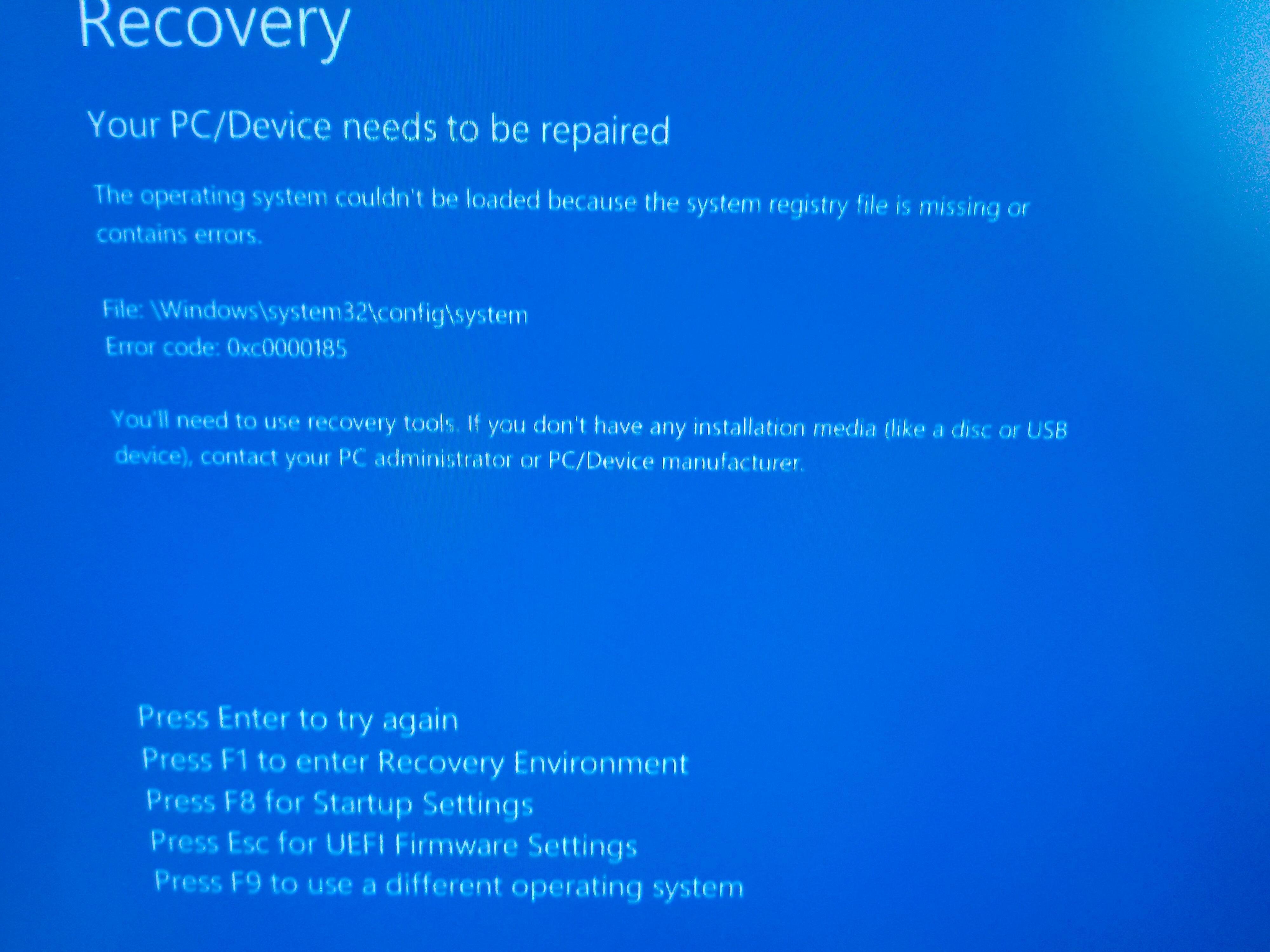 4000x3000 Can't install windows. Error code 0xc0000185: Windows10