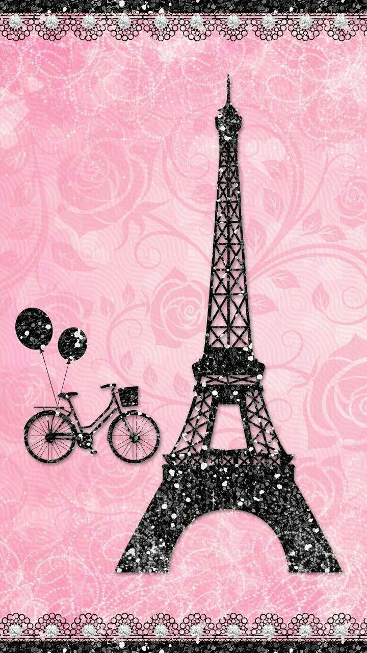 720x1280 Pink And Black Eiffel Tower Wallpaper For iPhone