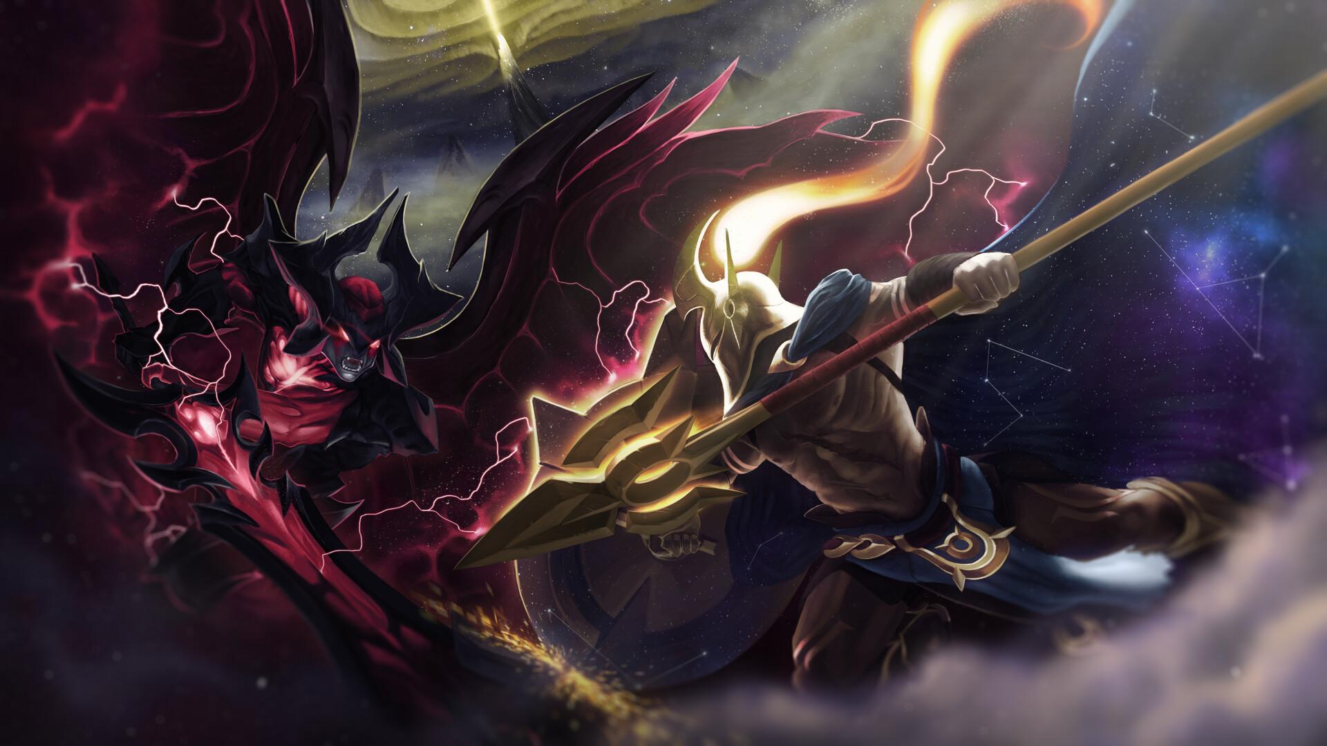 1920x1080 League Of Legends Pantheon Vs Aatrox