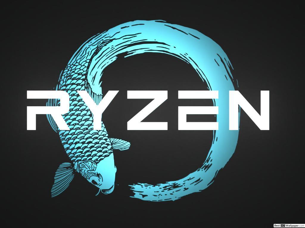 1024x768 AMD Ryzen' Blue Koi Fish LOGO HD wallpaper download