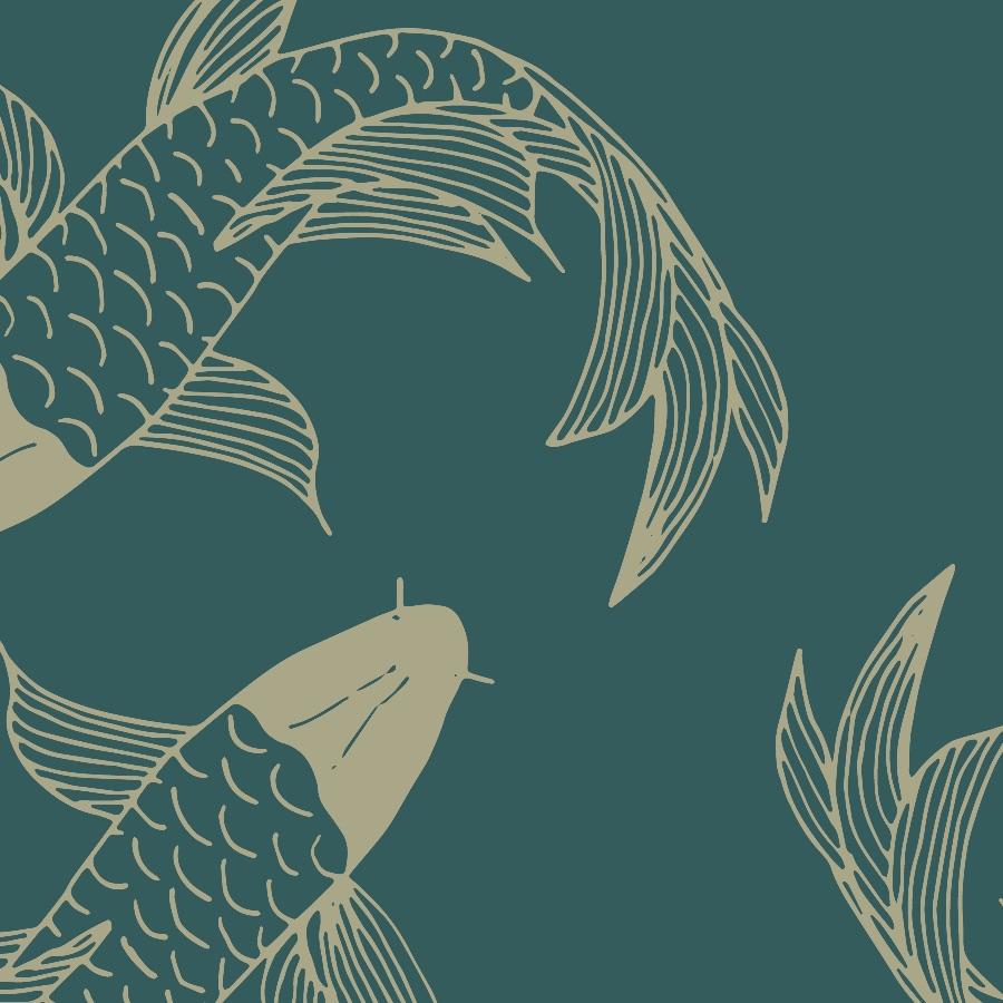 900x900 Green Koi Fish Wallpaper and Stick