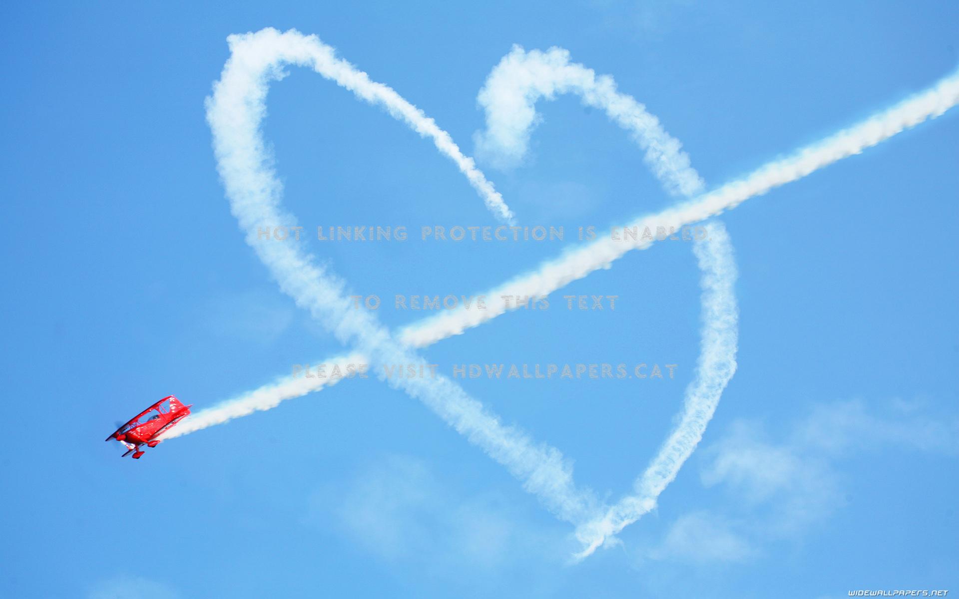 1920x1200 heart cloud HD plane abstract love sky 3D