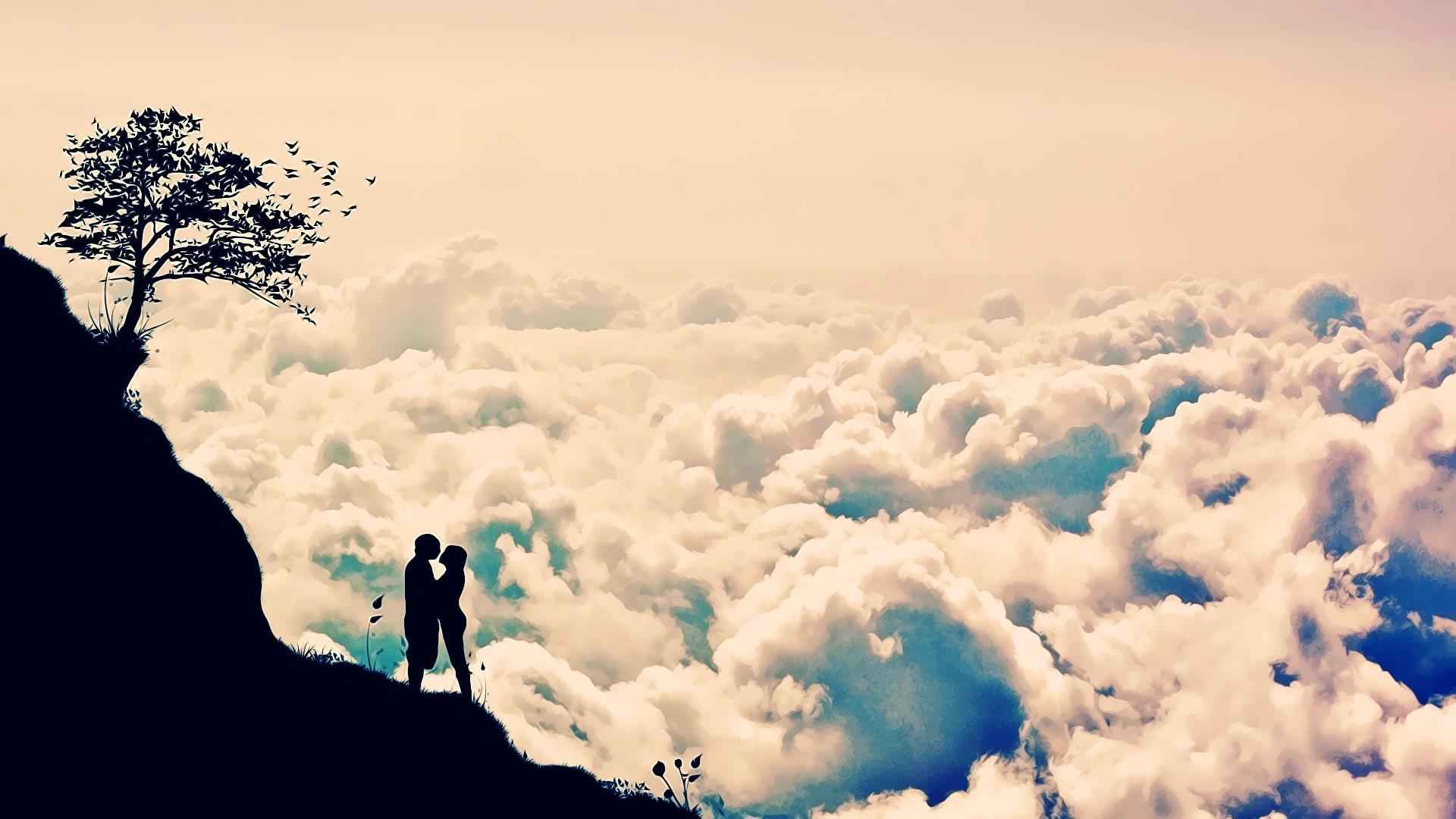 1920x1080 love, Silhouette, Clouds, Cliff Wallpaper HD / Desktop and Mobile Background