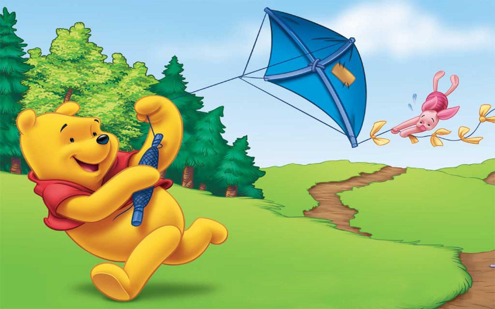 1680x1050 Flying Kites Pooh And Piglet Cartoon Wallpaper HD 1920x1200 :