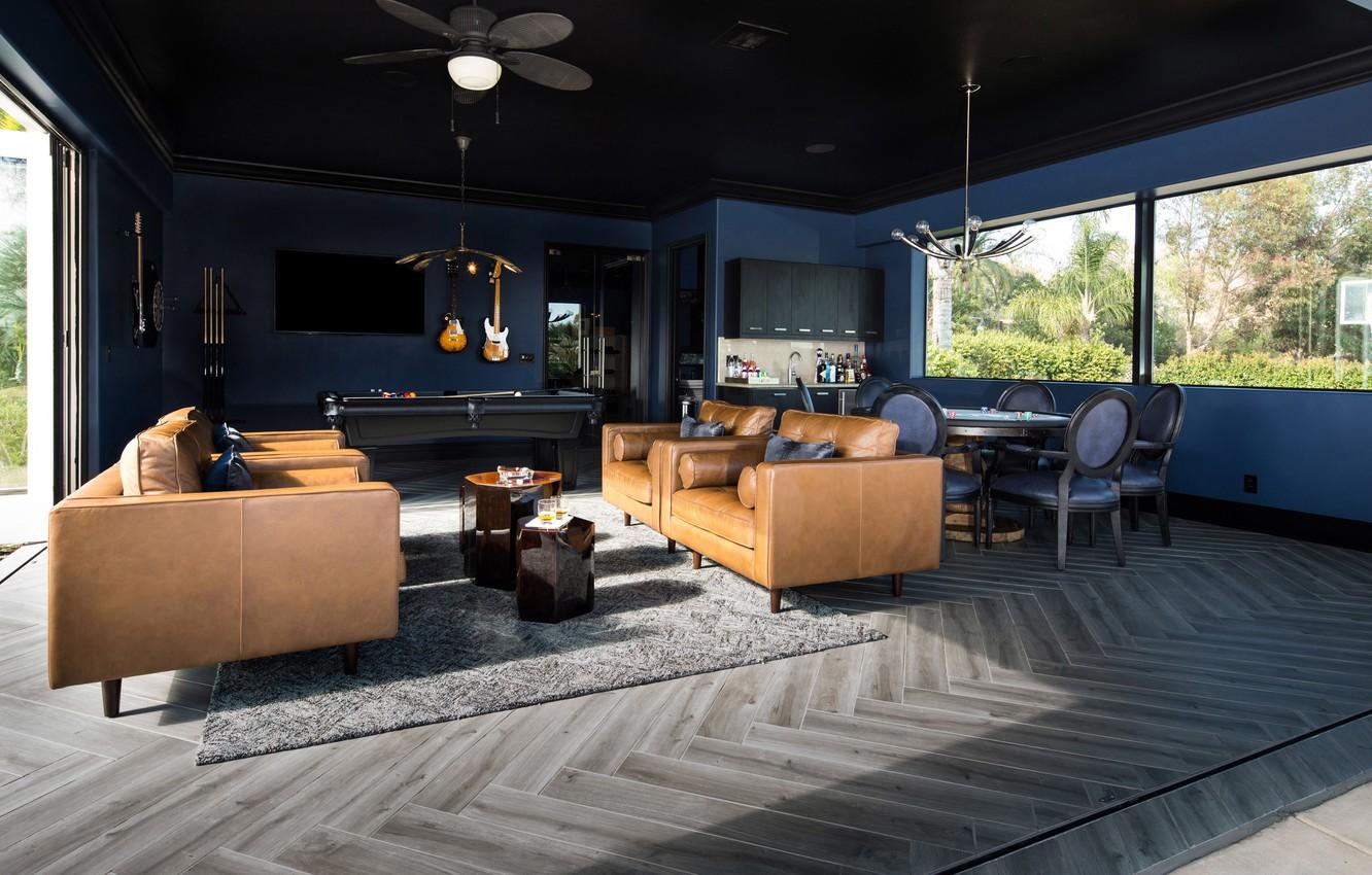 1332x850 Wallpaper interior, club, bar, games room, Villa Del SUR, Poker Room, Cigar Lounge, Table Club image for desktop, section интерьер