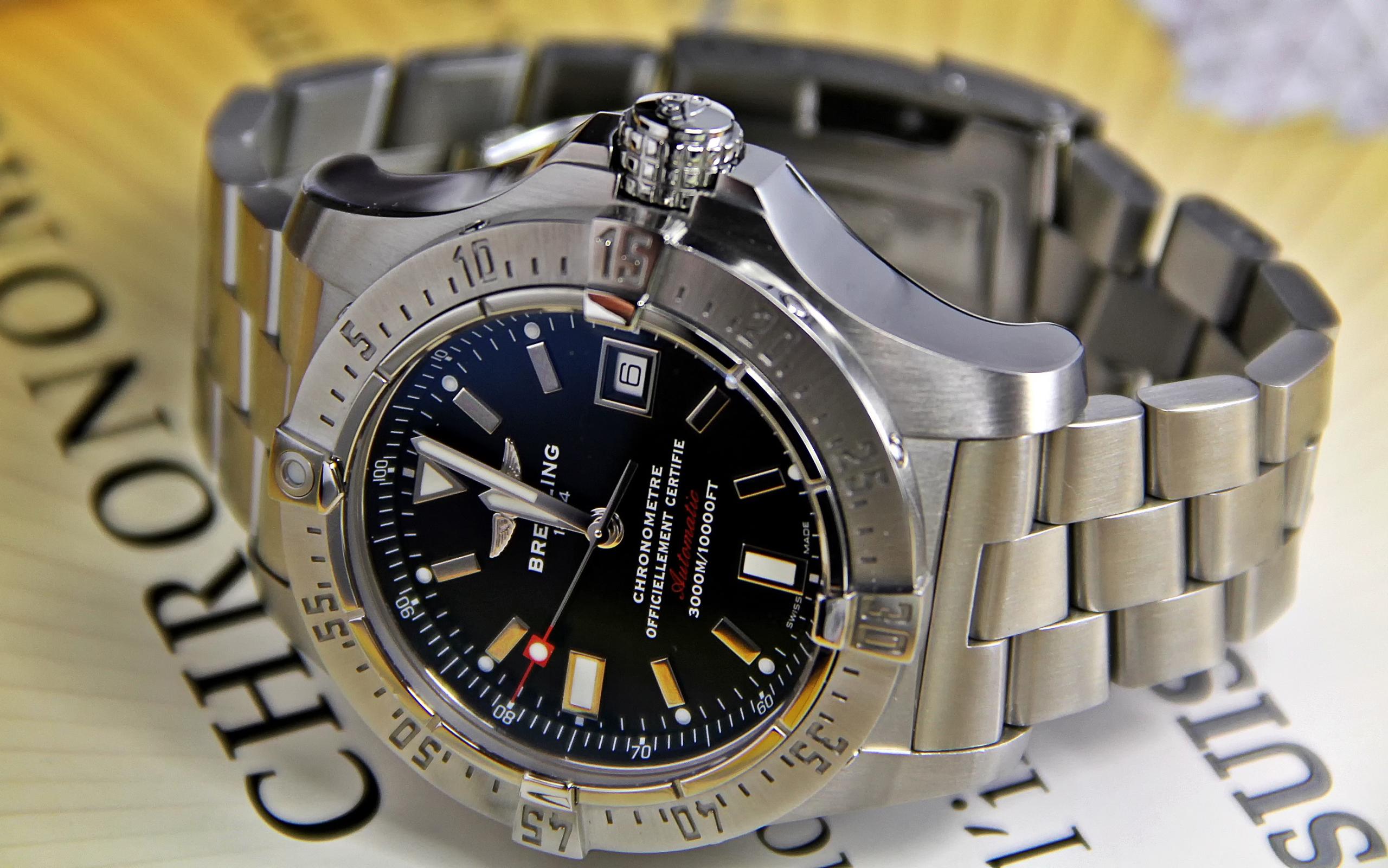 2560x1600 Wallpaper Of Breitling, Watch, Wristwatch, Silver Background