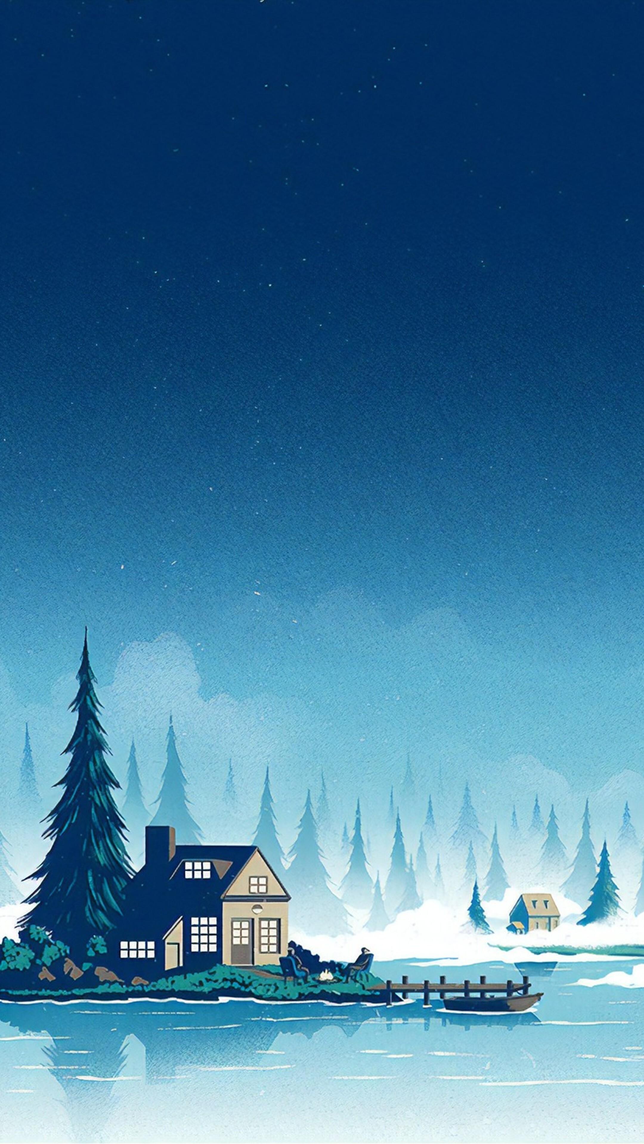 2160x3840 Winter, Scenery, Minimalist, Night, Landscape, Digital Art, 4K phone HD Wallpaper, Image, Background, Photo and Picture. Mocah HD Wallpaper