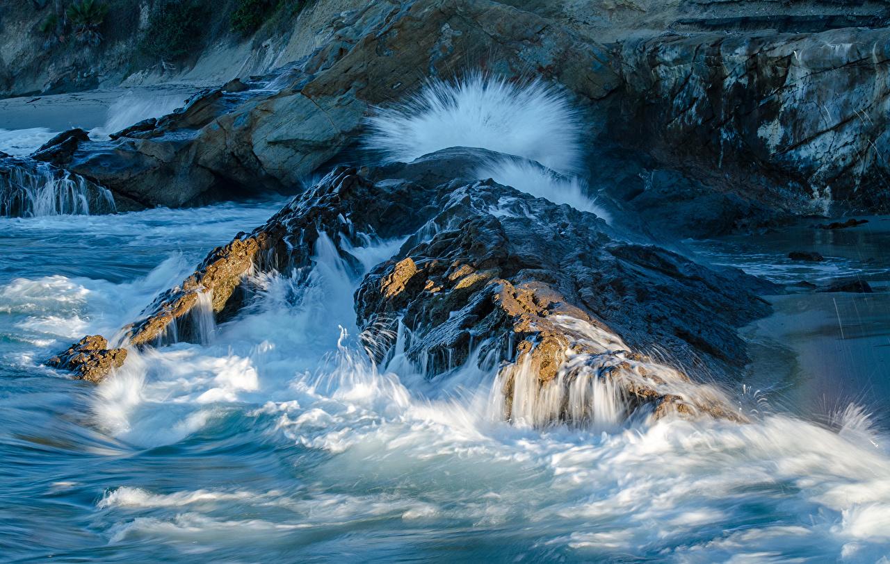 1280x812 Desktop Wallpaper California USA Sea Nature Waves stone