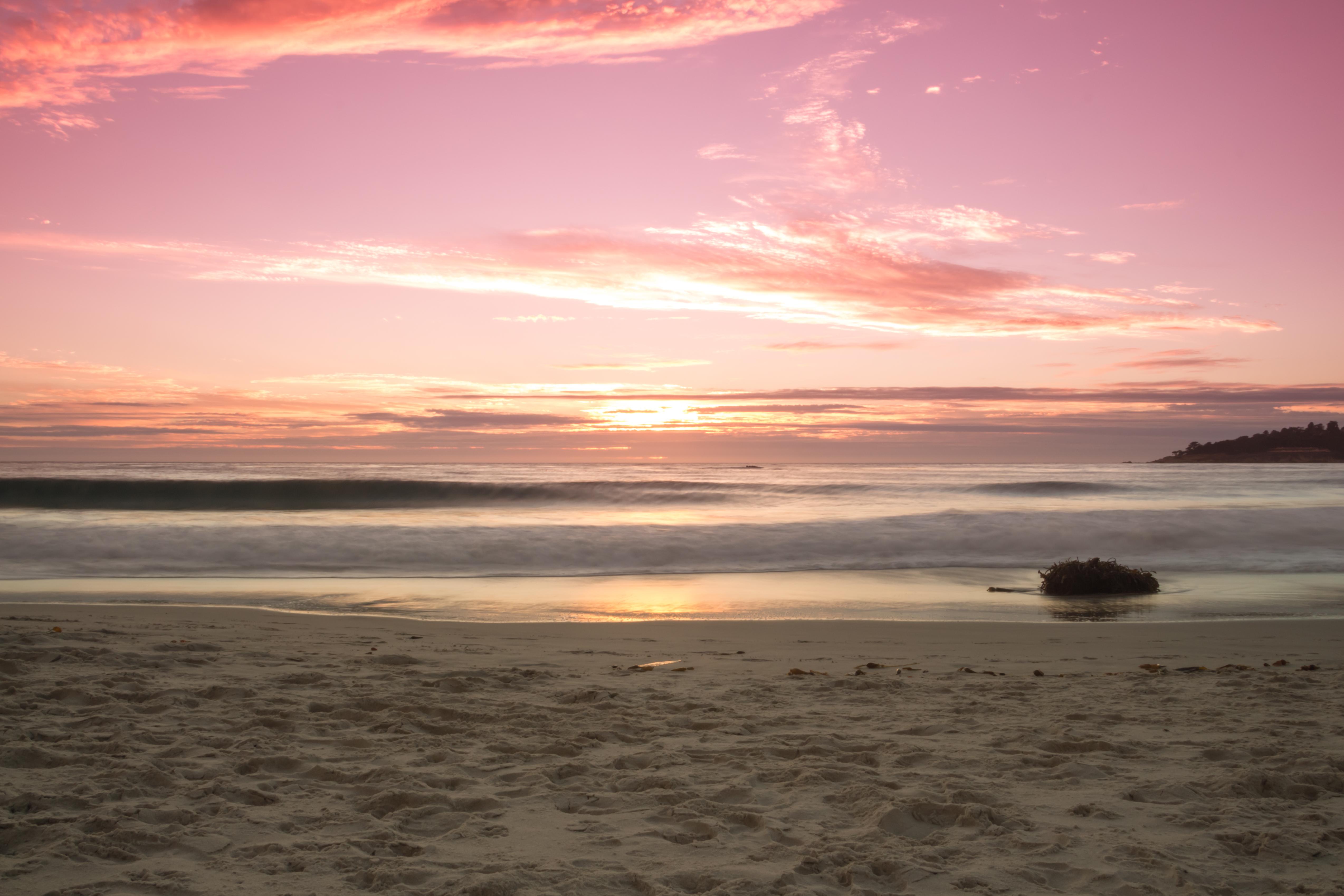 5094x3396 HD Wallpaper: Pink sunset over the ocean in Carmel, CA