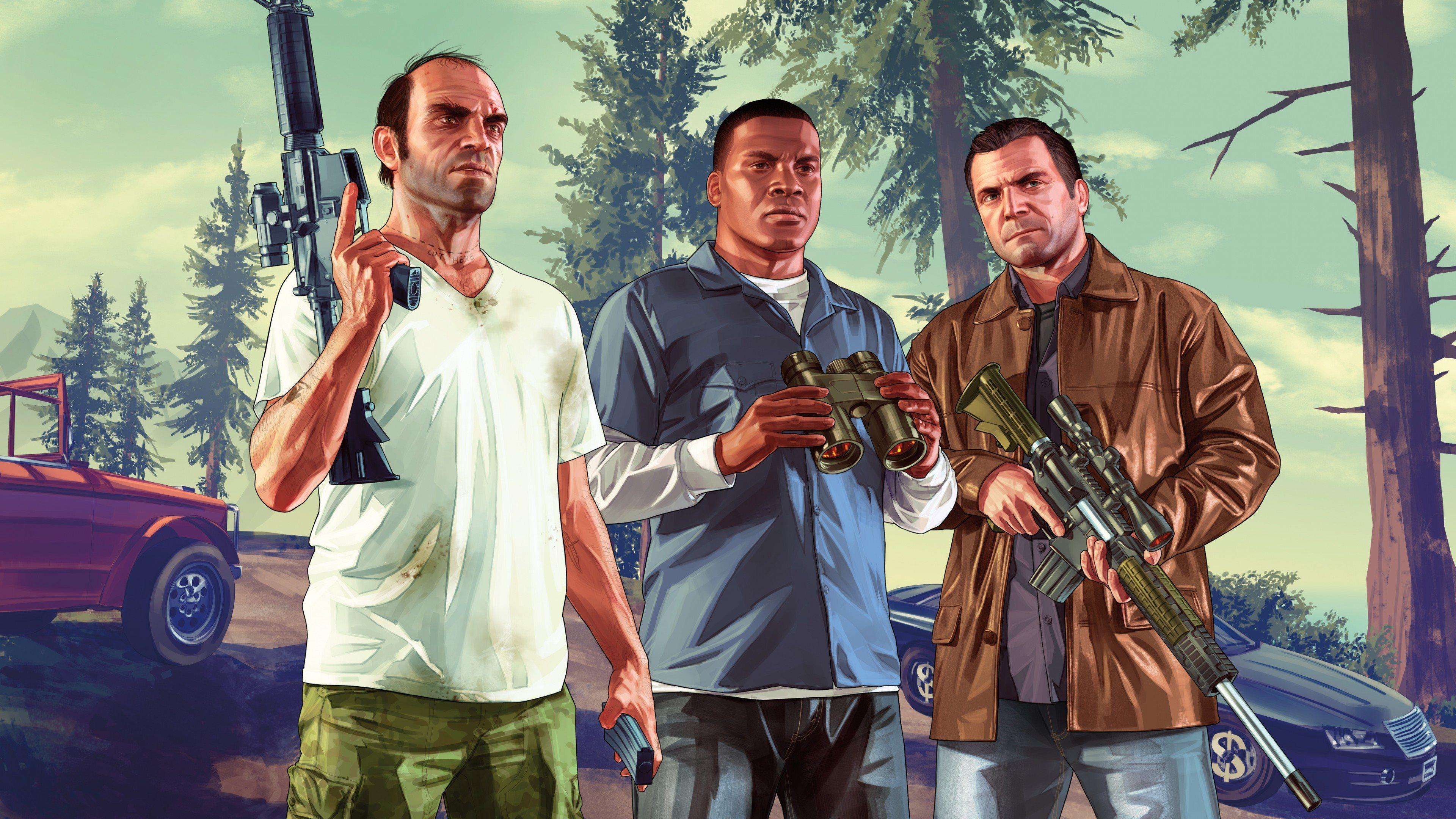 3840x2160 Download wallpaper Franklin, Trevor, Michael, 4k, GTA characters, Grand Theft Auto V for desktop with resolution 3840x2160. High Quality HD picture wallpaper