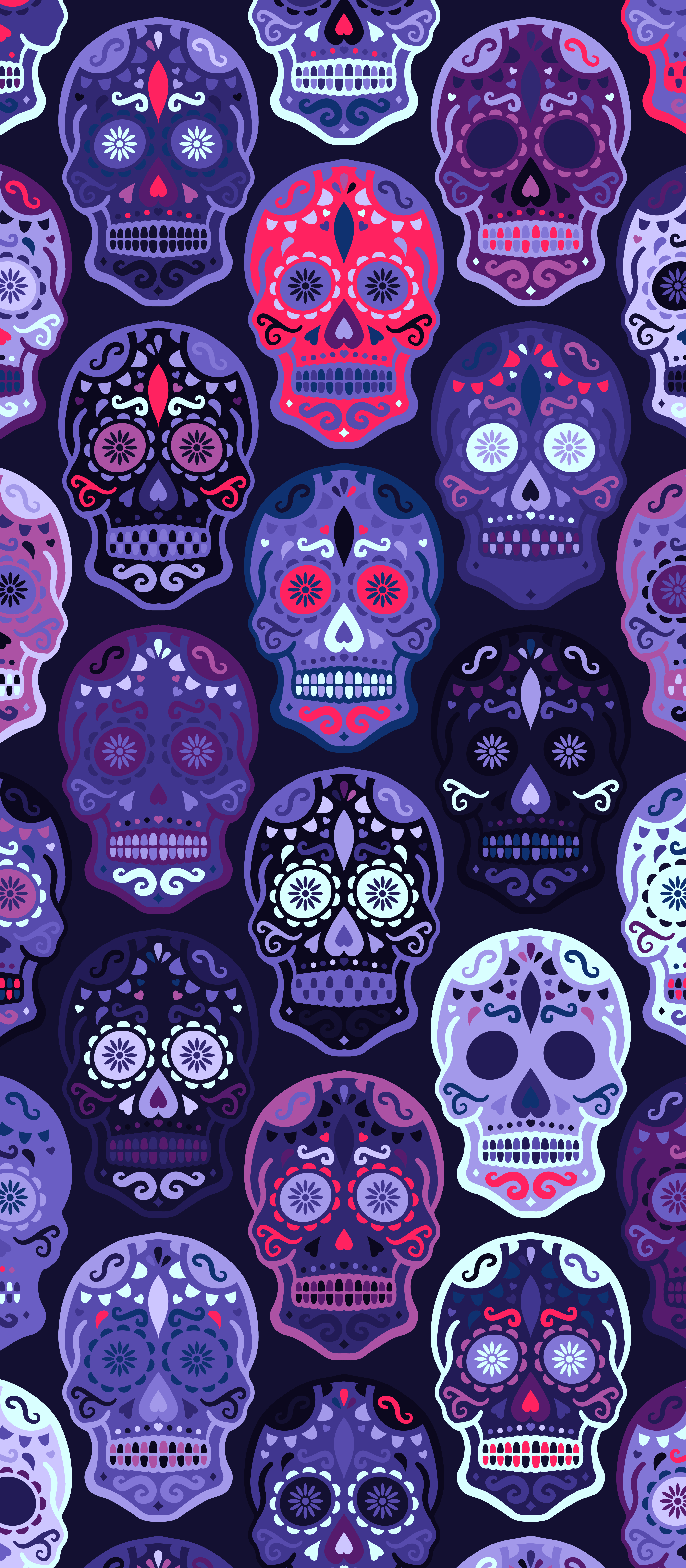 2800x6400 sugar skull iphone wallpaper, head, skull, illustration, bone, font