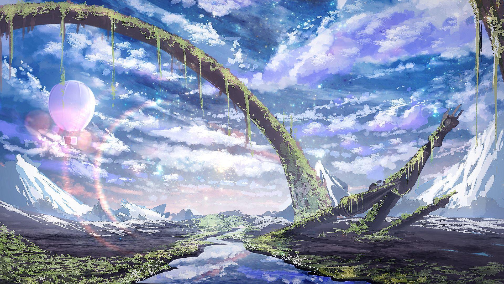 1920x1080 Anime Nature Aesthetic Wallpaper
