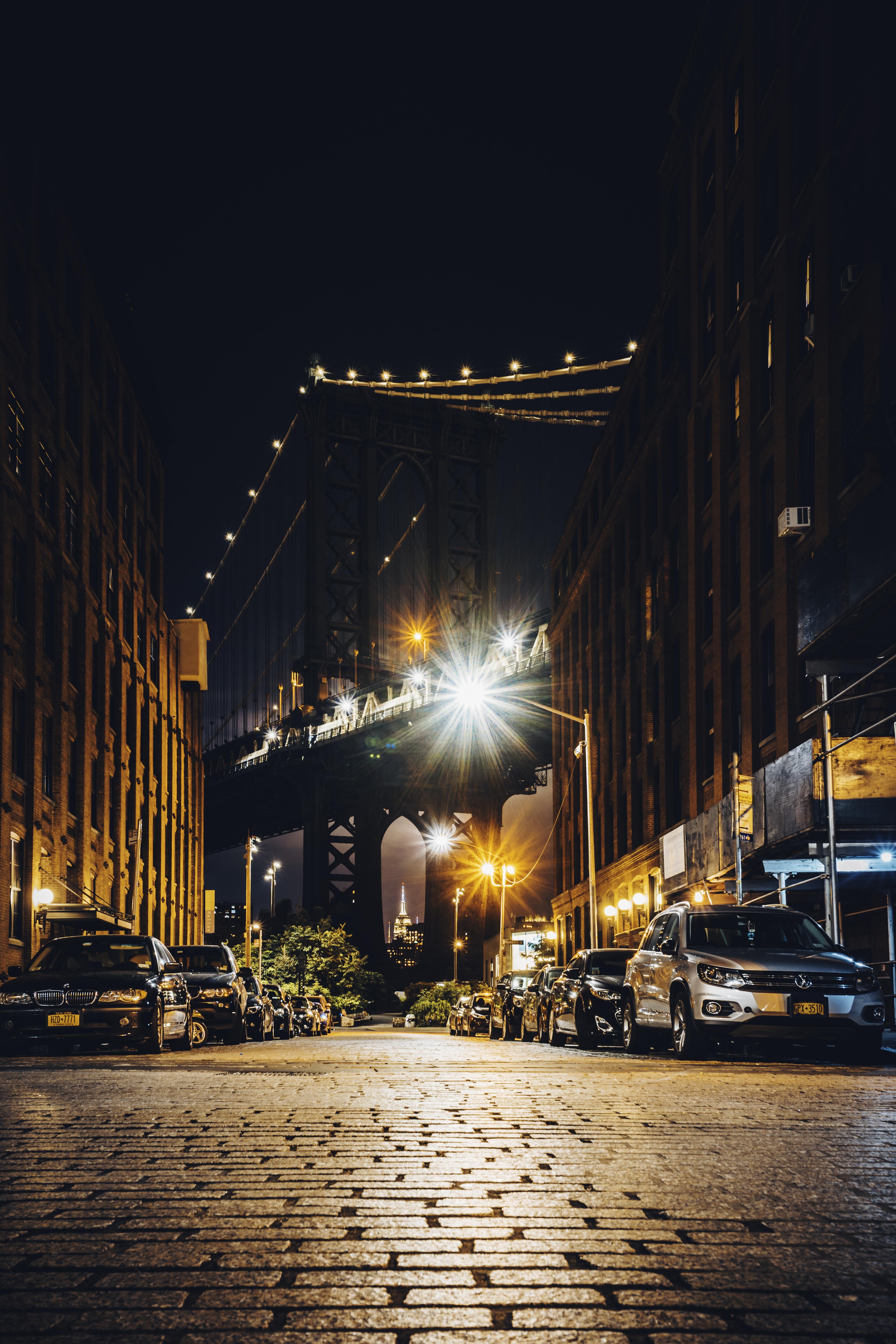 4000x6000 Wallpaper Night City, Street, Bridge, Cars, Parking City Street Background