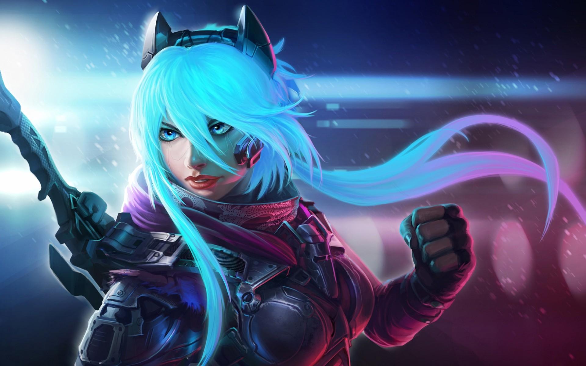 1920x1200 #anime, #realistic, #blue hair, #digital art, #anime girls, wallpaper. Mocah HD Wallpaper