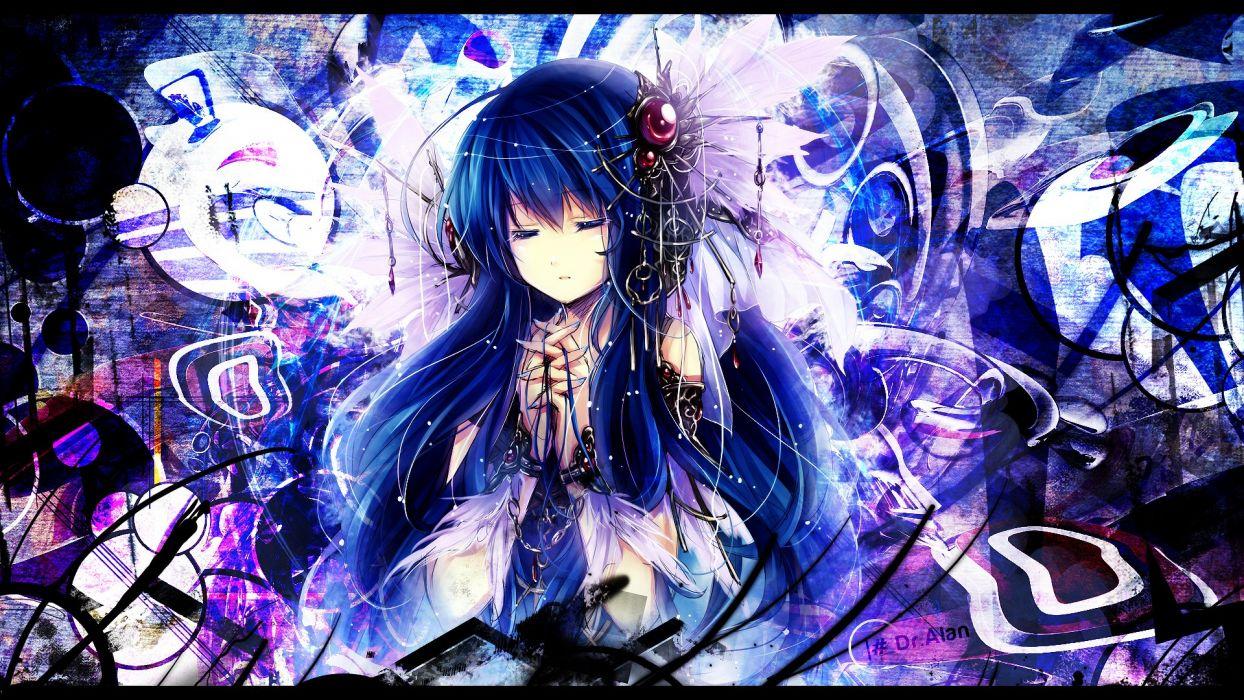 1244x700 Long hair blue hair anime girls wallpaperx1080