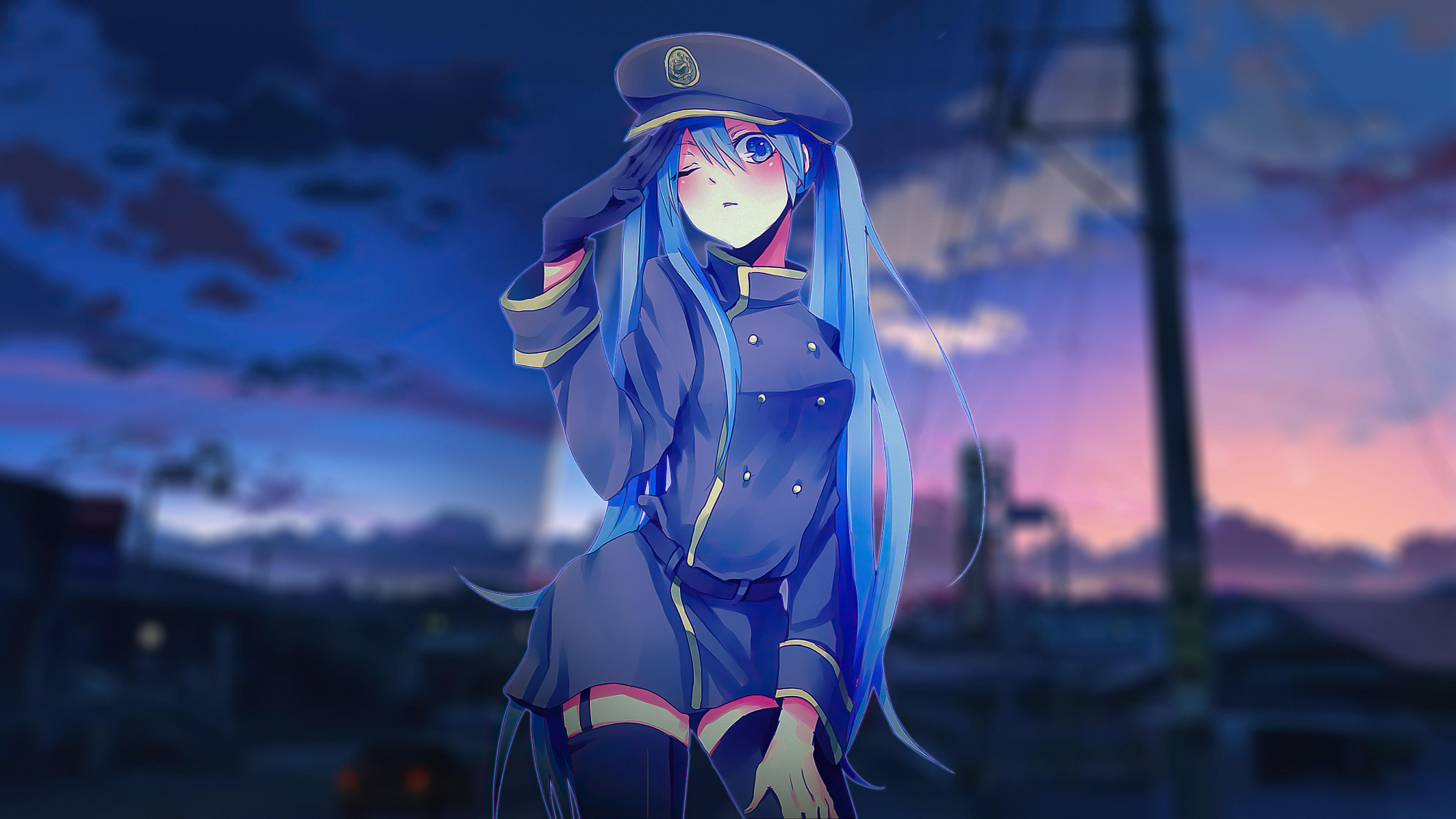 3840x2160 Anime Girl Bluehair 4K 4k Ultra HD Desktop Background Wallpaper for 4K UHD TV WallpaperKit