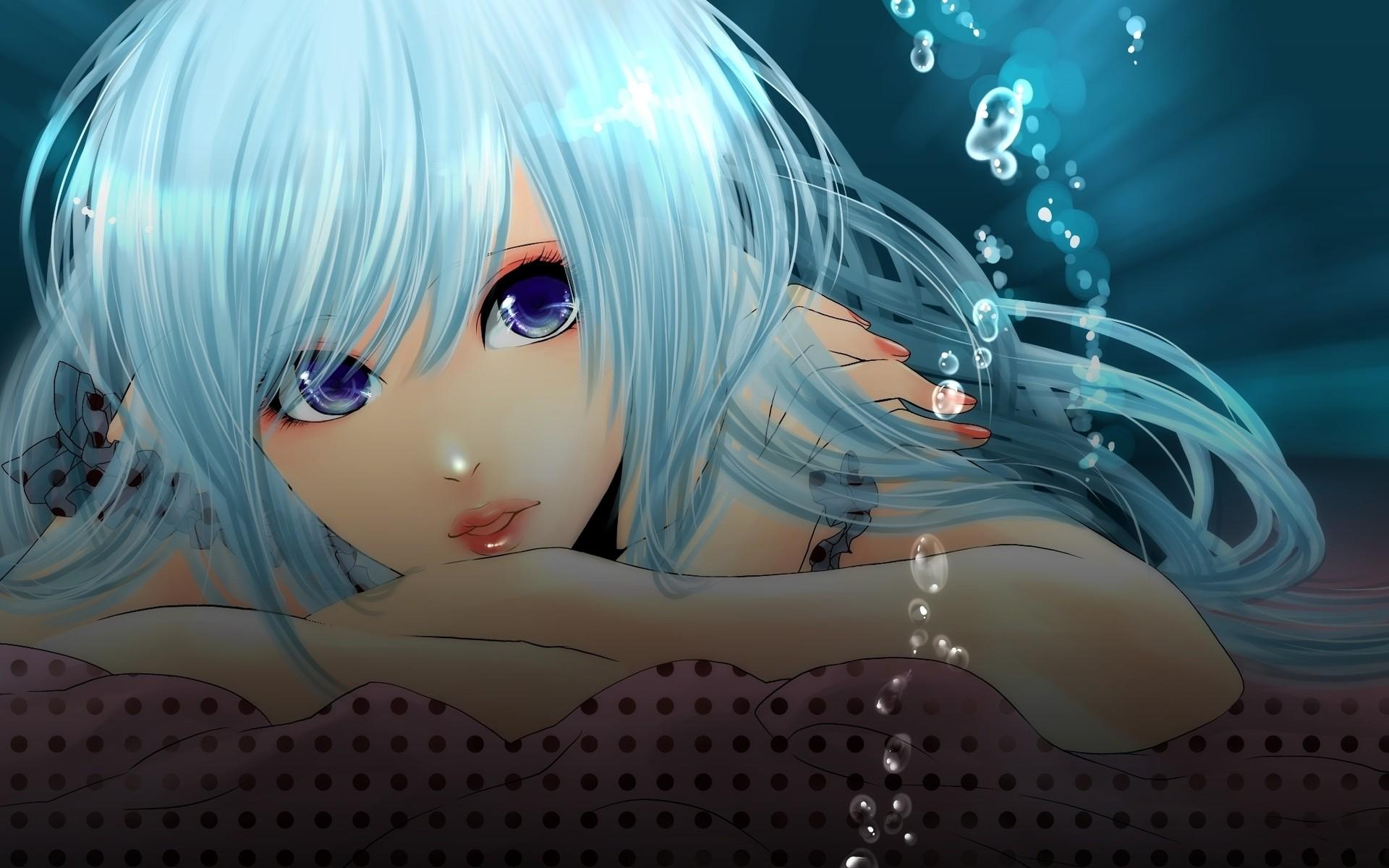 1920x1200 Girl Pretty Blue Hair & Eyes wallpaper. Girl Pretty Blue Hair & Eyes